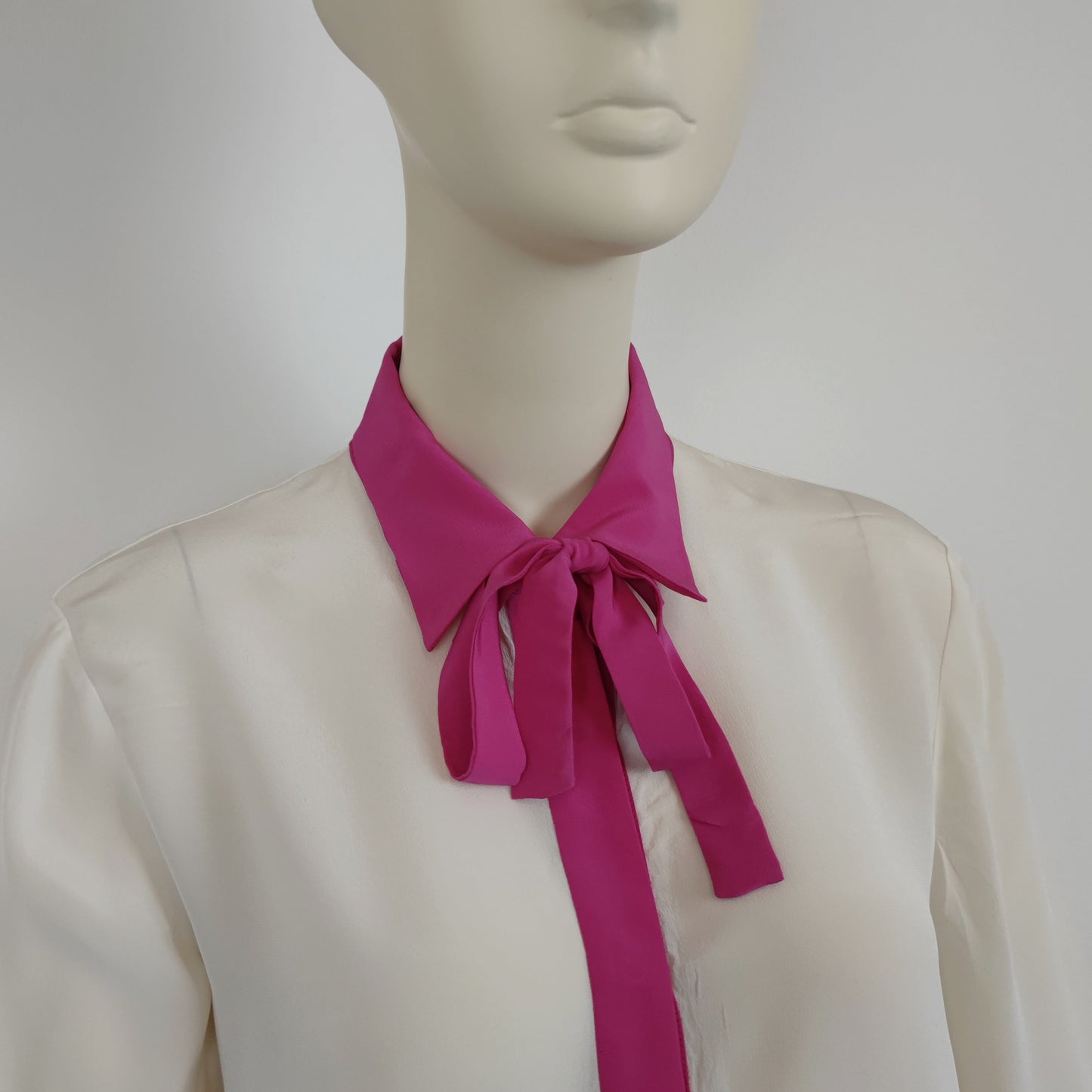 Camicia Prada 2015 pura seta talco + pink