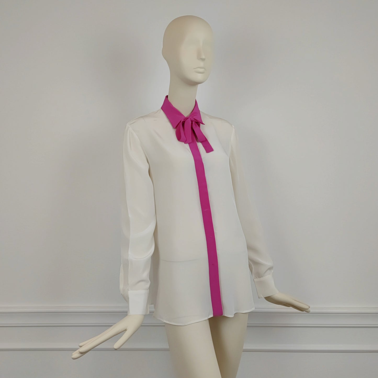 Camicia Prada 2015 pura seta talco + pink