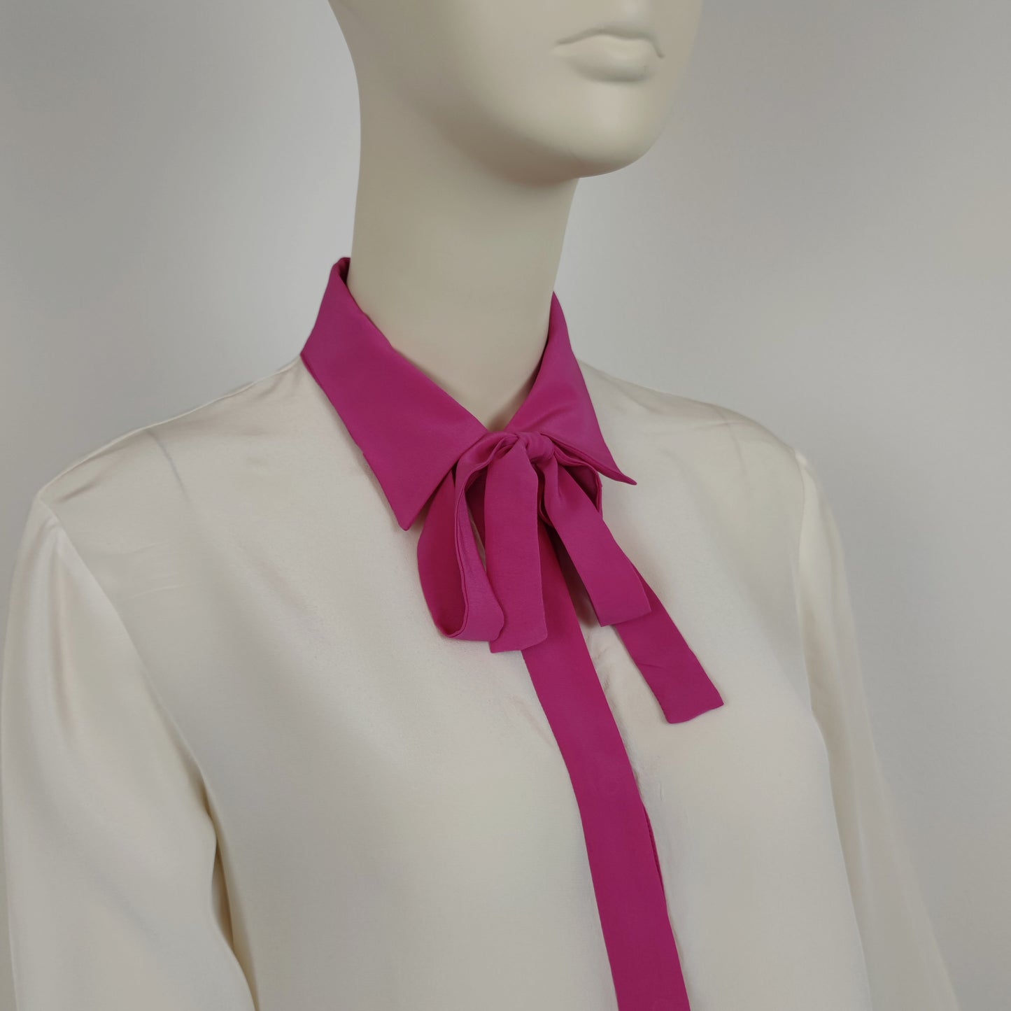 Camicia Prada 2015 pura seta talco + pink
