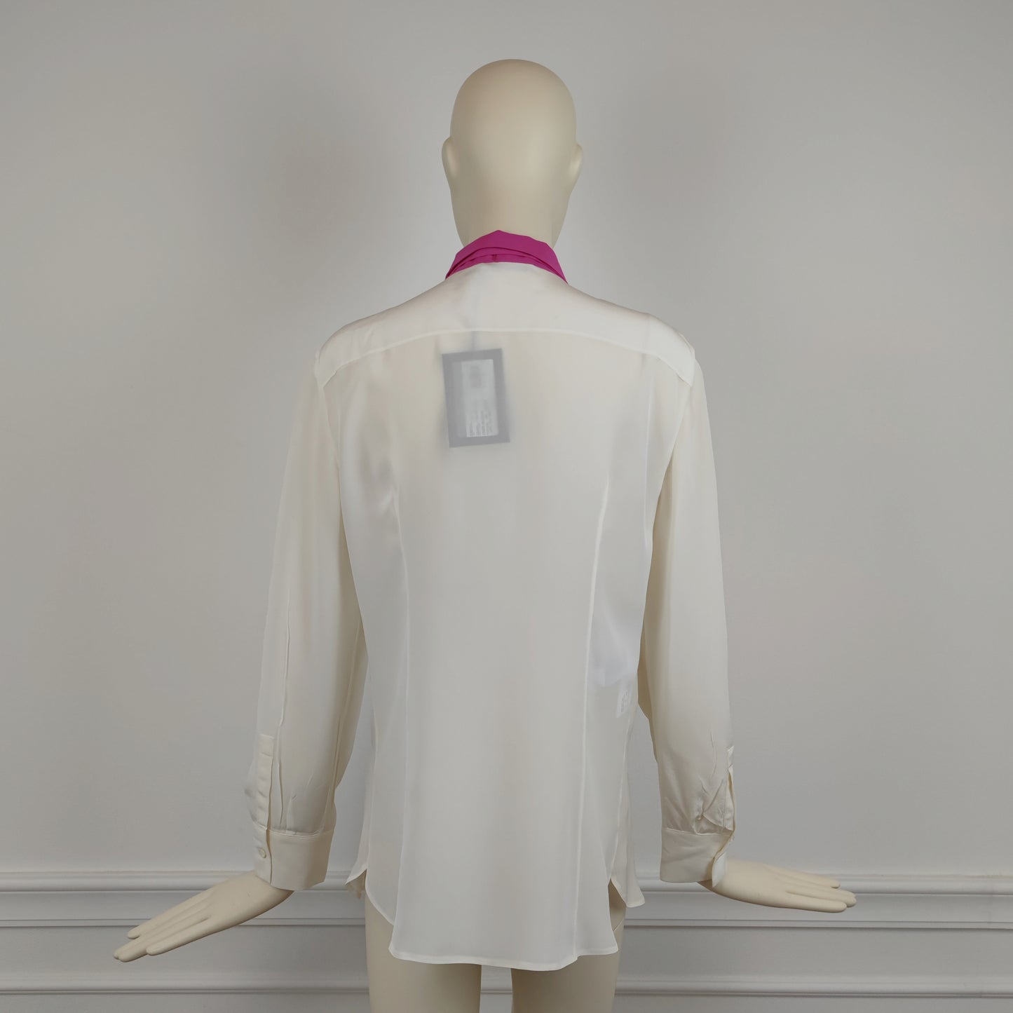 Camicia Prada 2015 pura seta talco + pink