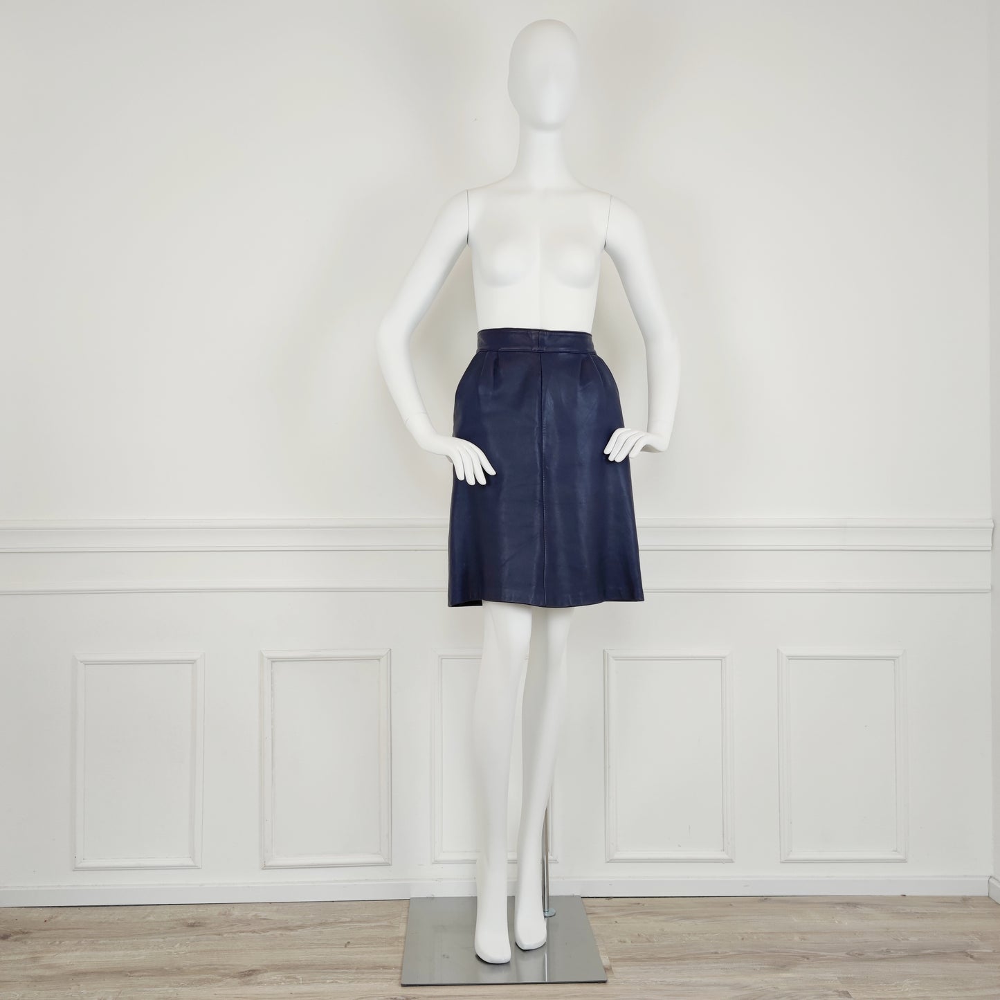 Gonna Yves Saint Laurent pelle blu