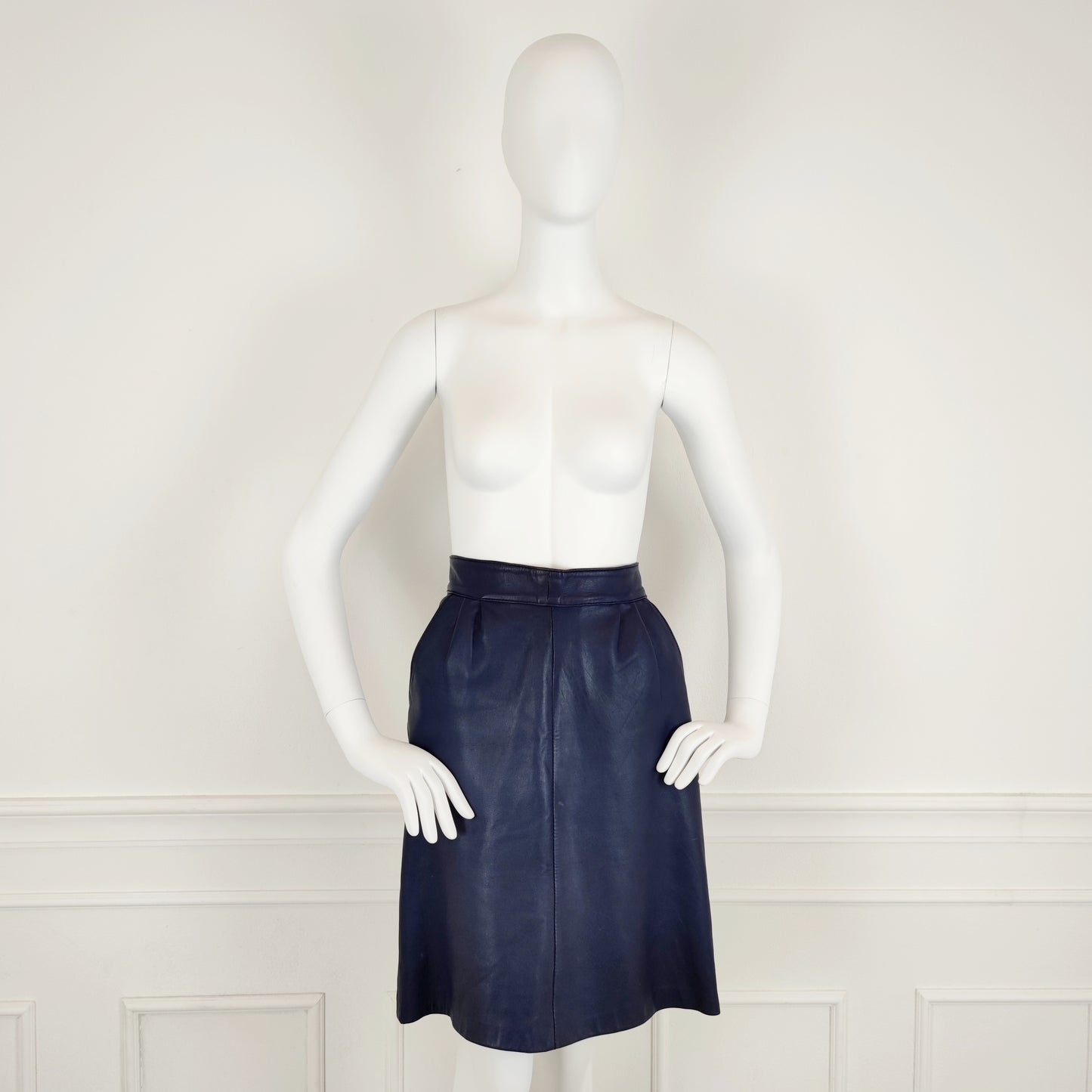Gonna Yves Saint Laurent pelle blu