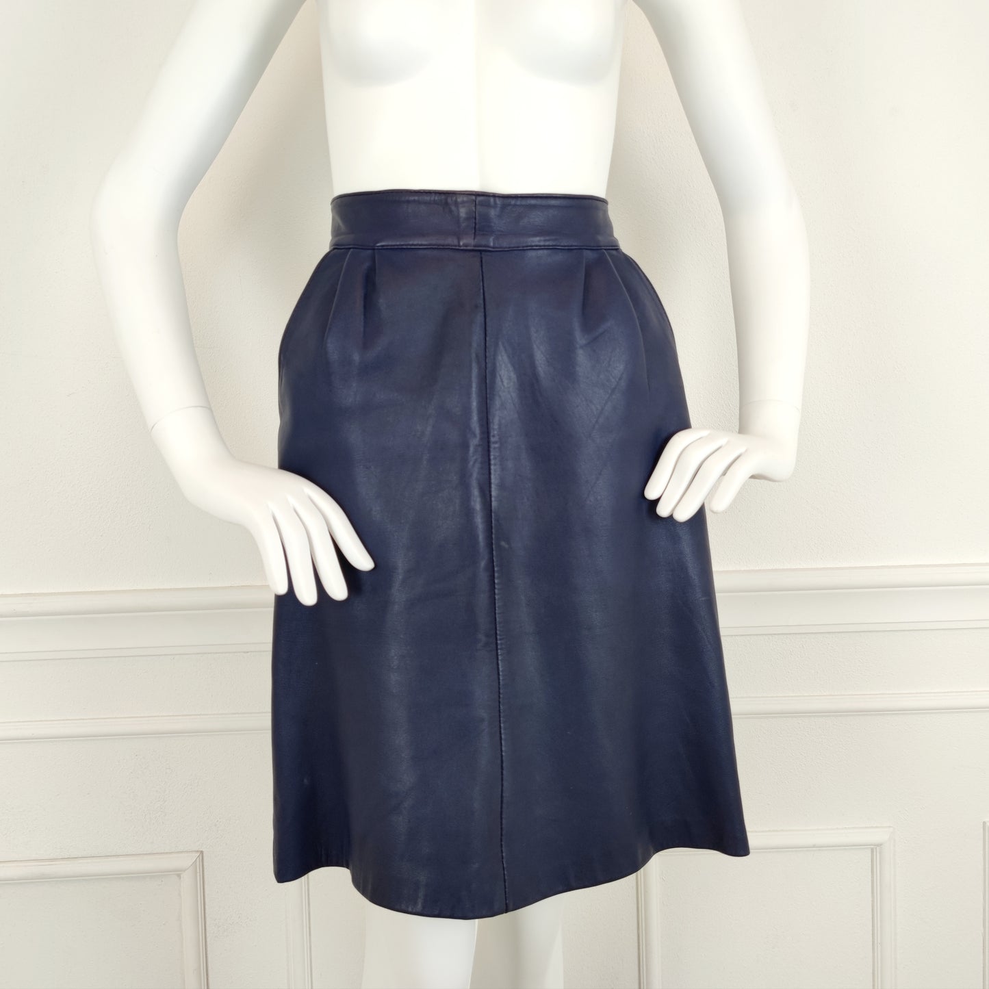 Gonna Yves Saint Laurent pelle blu