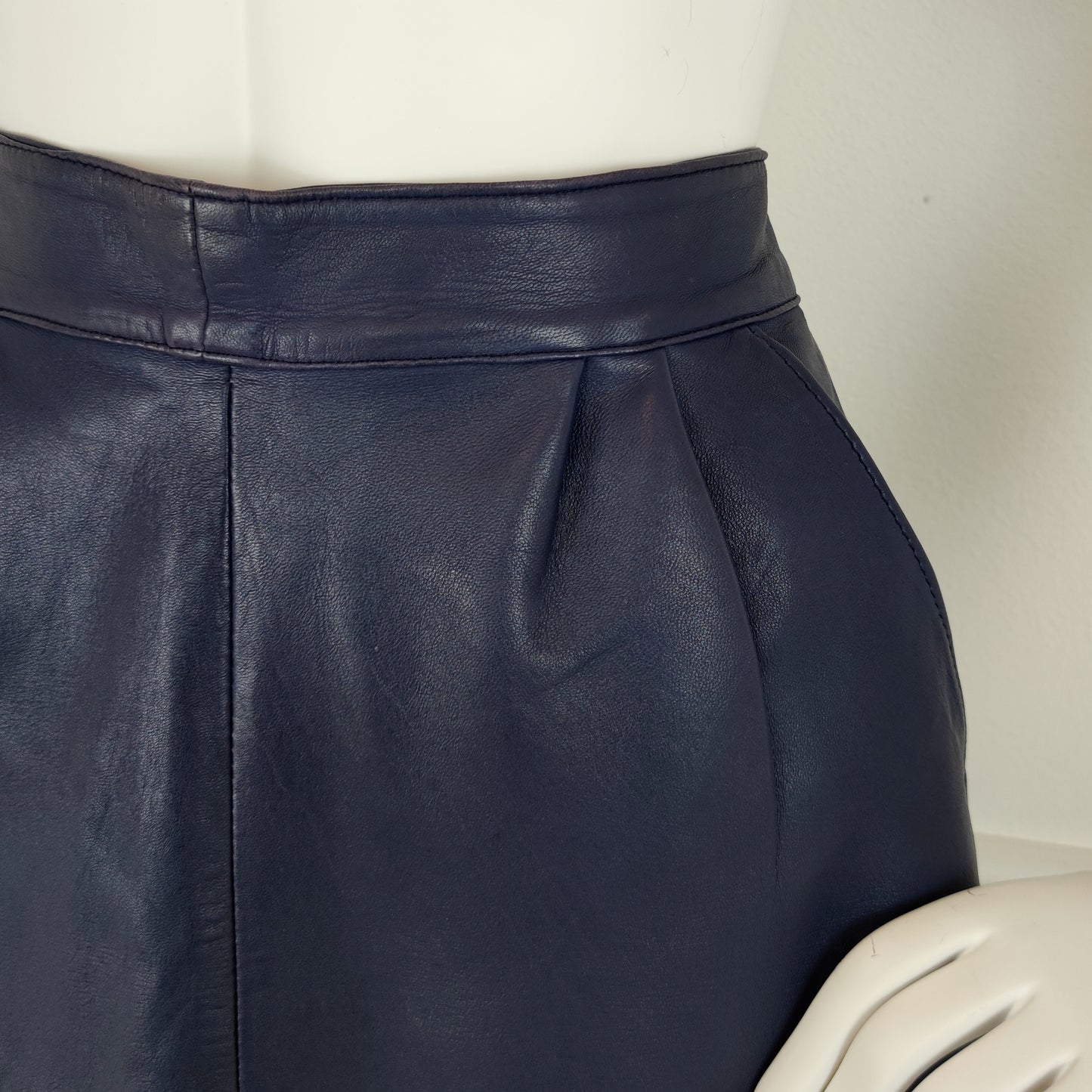 Gonna Yves Saint Laurent pelle blu