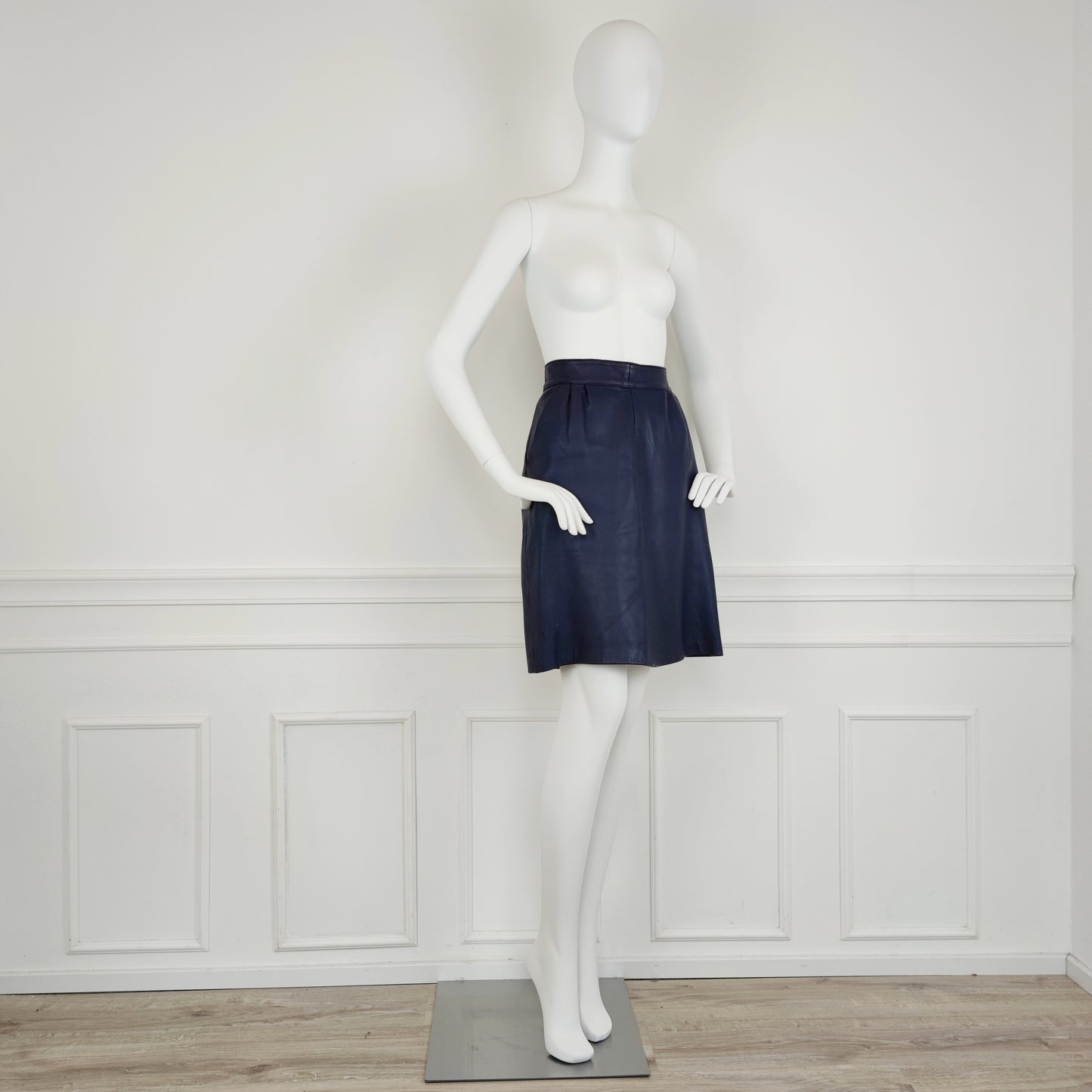 Gonna Yves Saint Laurent pelle blu