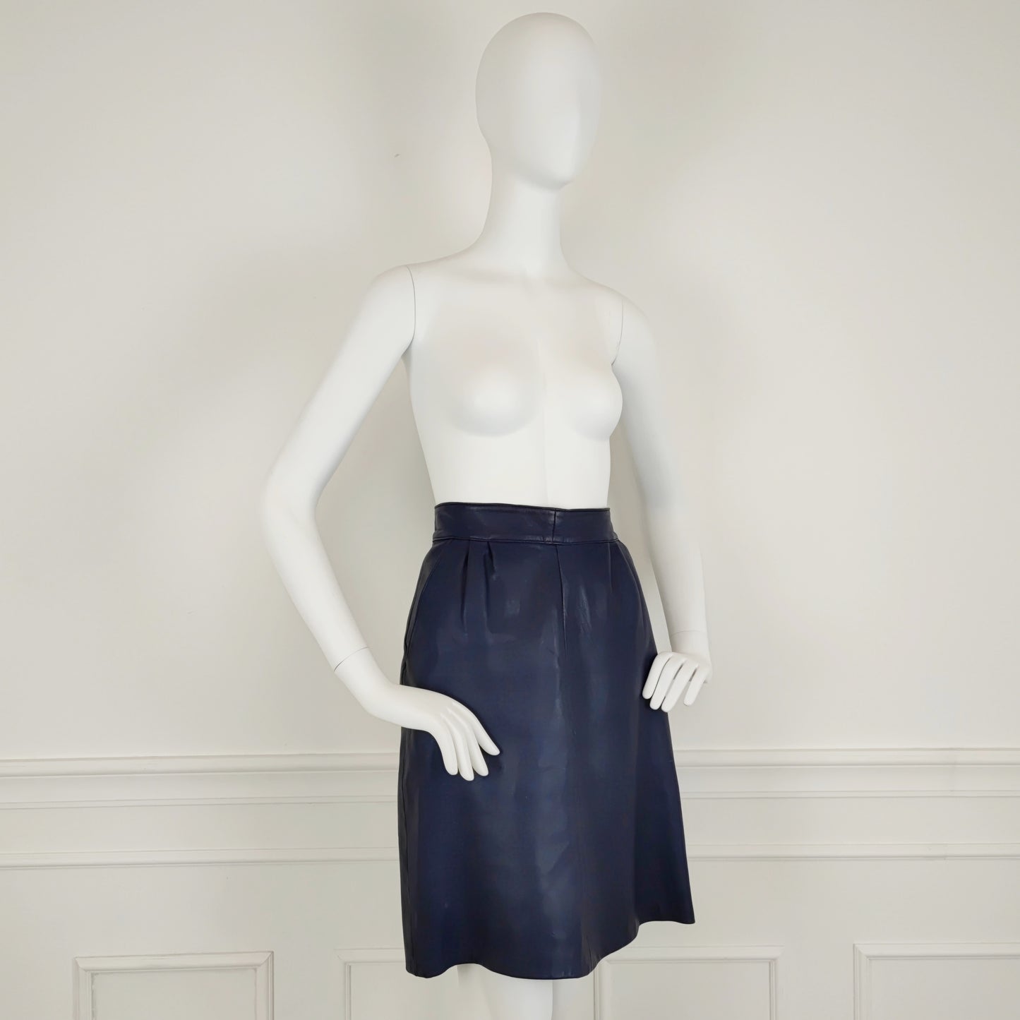 Gonna Yves Saint Laurent pelle blu