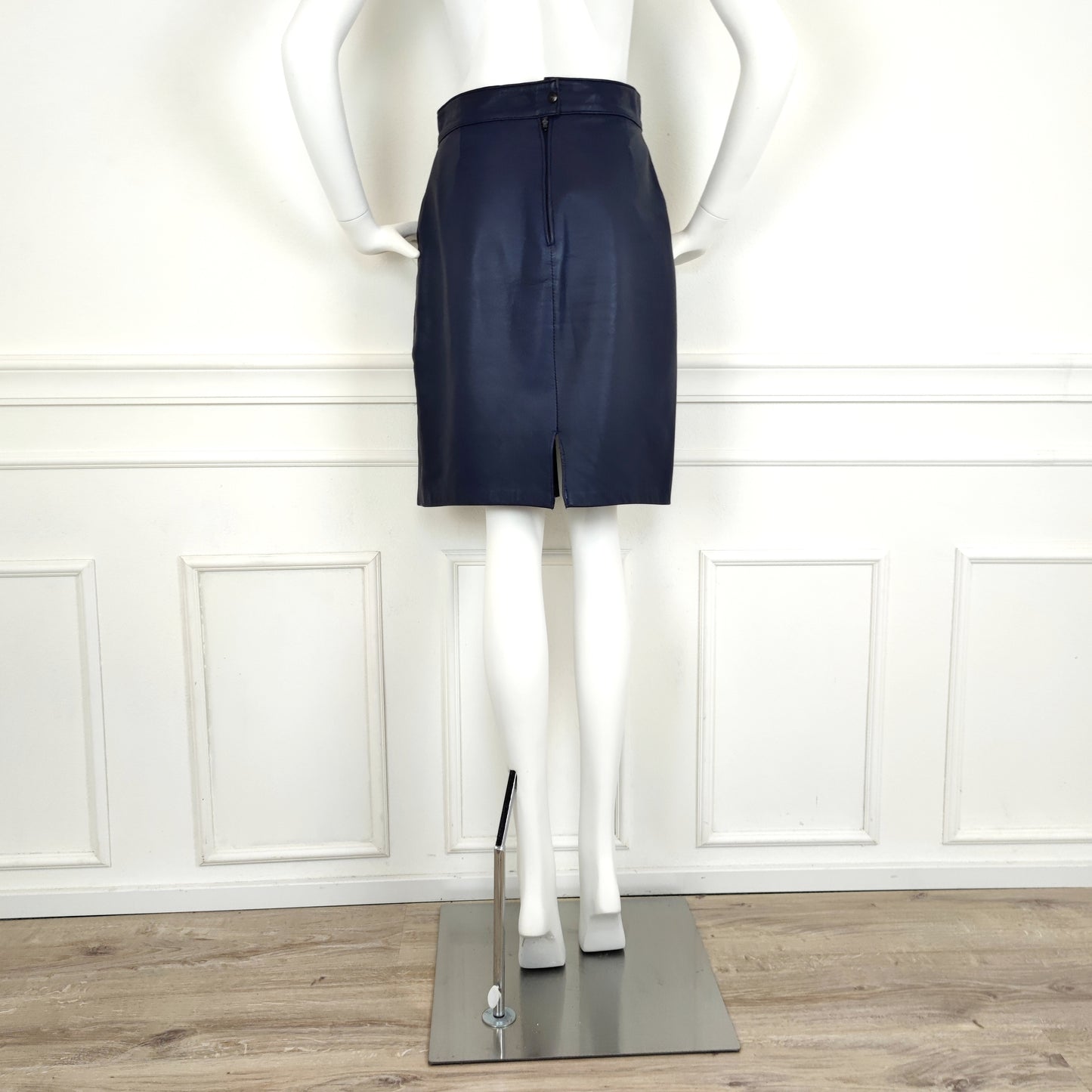 Gonna Yves Saint Laurent pelle blu