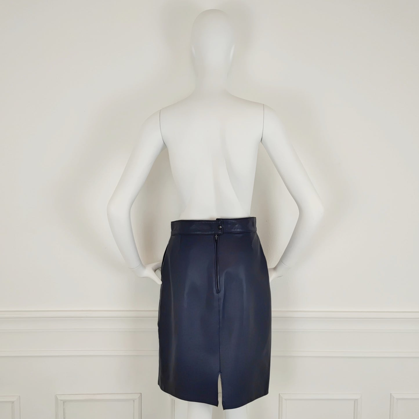 Gonna Yves Saint Laurent pelle blu