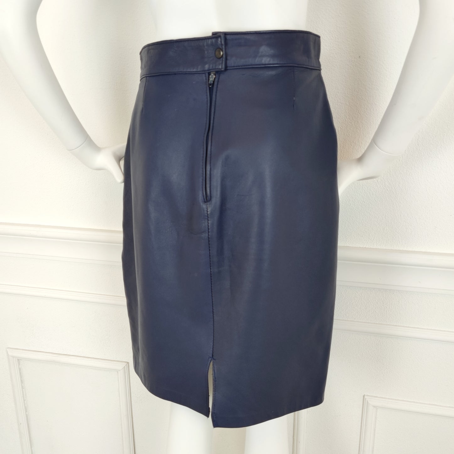 Gonna Yves Saint Laurent pelle blu