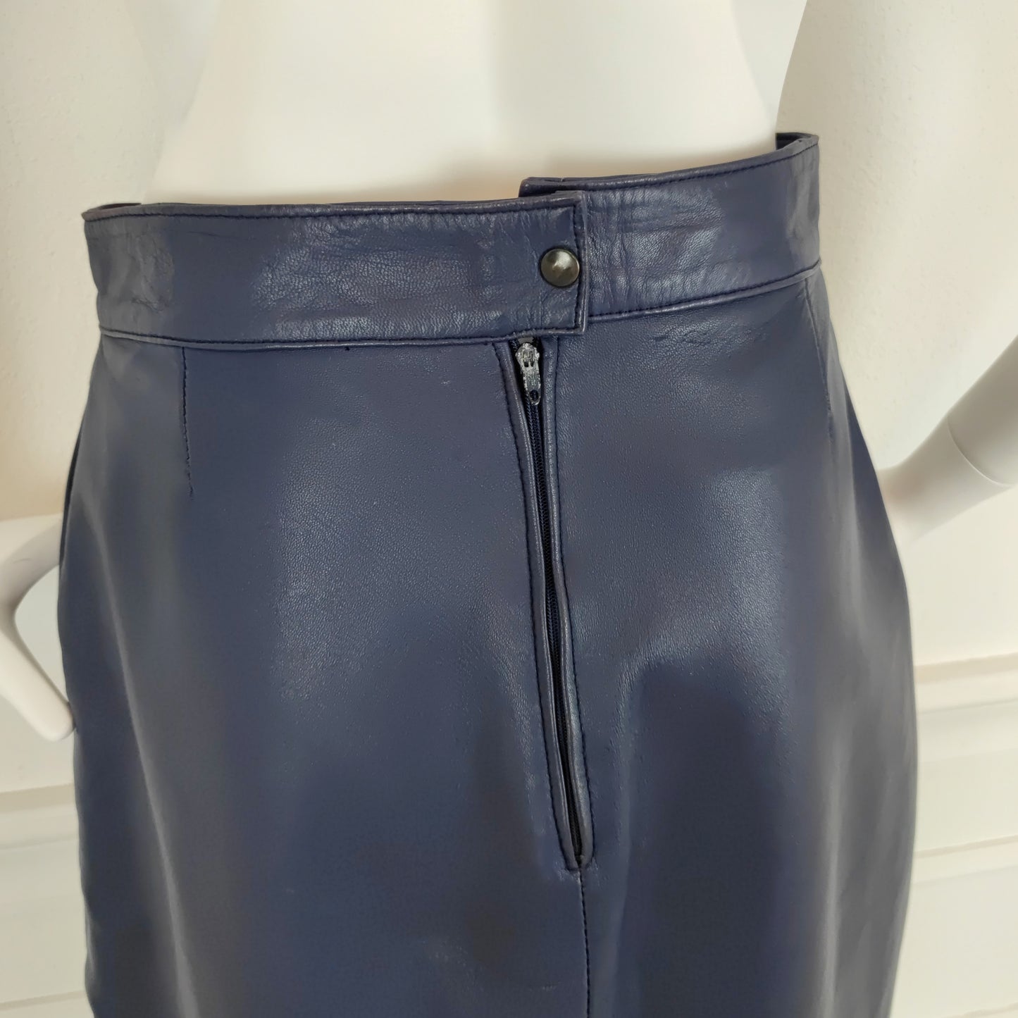 Gonna Yves Saint Laurent pelle blu