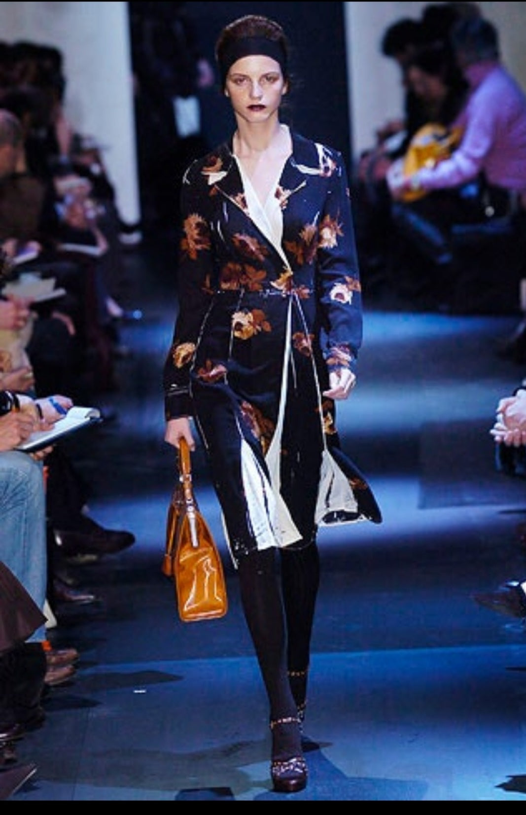 Abito Prada seta fiori fw 2005