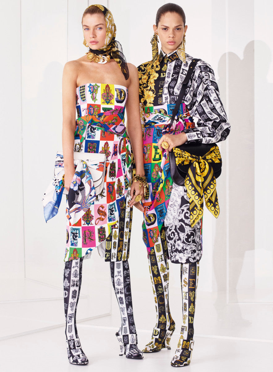 Versace | Gonna in seta stampa multicolor