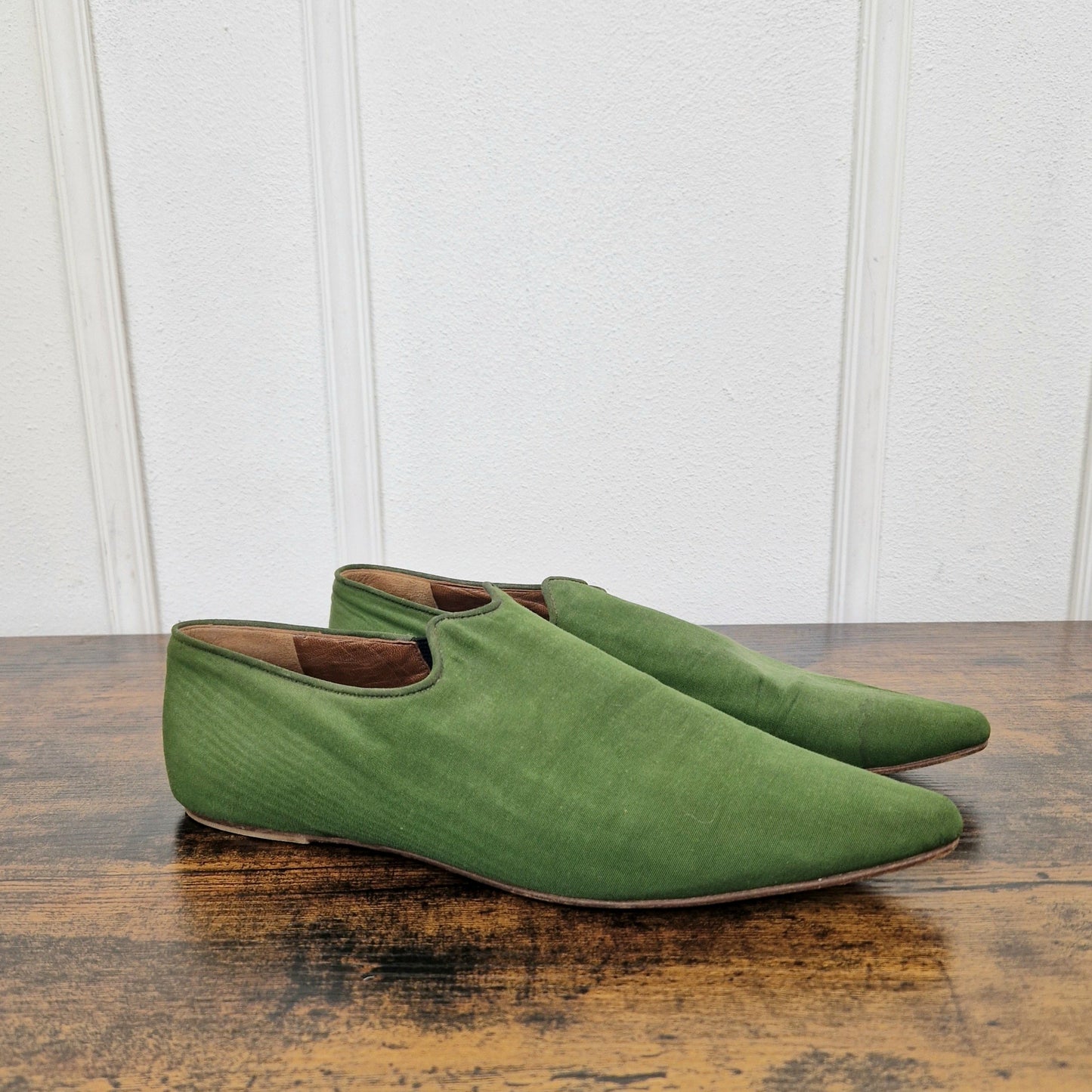 Scarpe Romeo Gigli tessuto verde