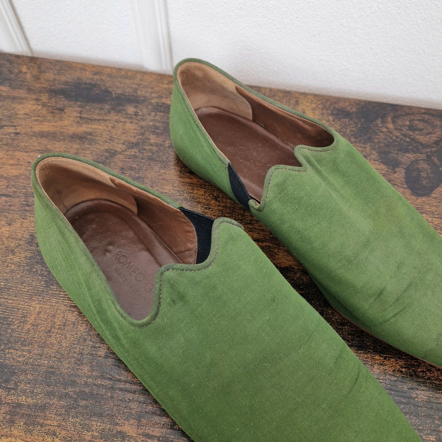 Scarpe Romeo Gigli tessuto verde