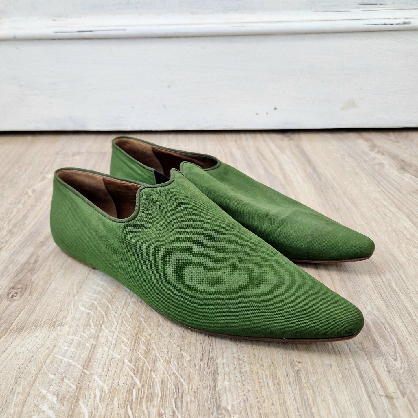 Scarpe Romeo Gigli tessuto verde