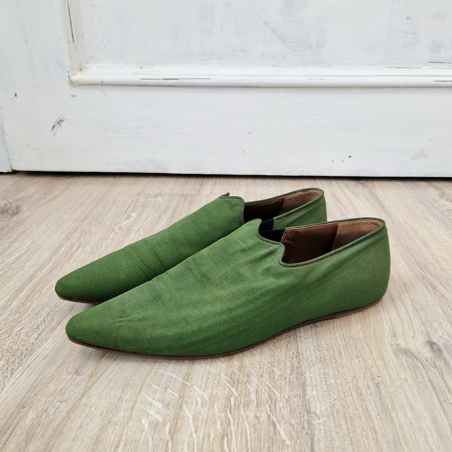 Scarpe Romeo Gigli tessuto verde