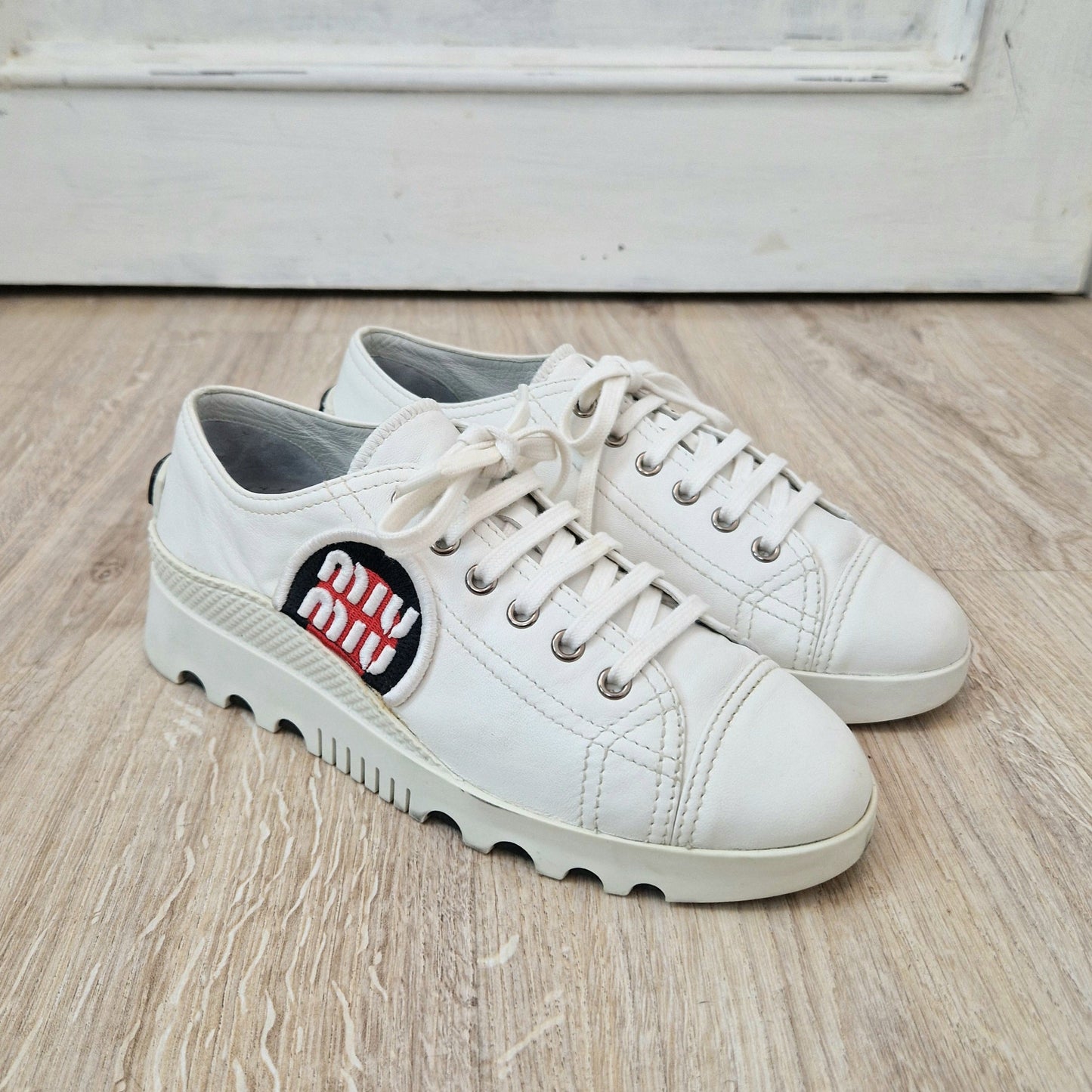 Miu Miu | Sneakers in pelle bianca