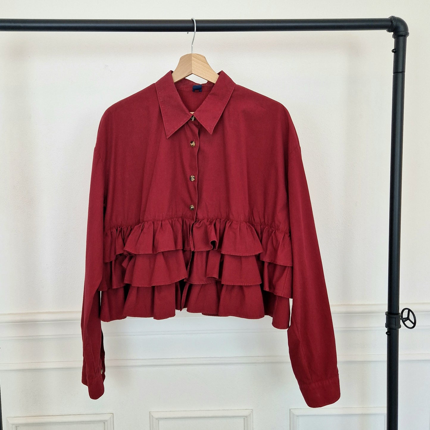 Romeo Gigli | Camicia bordeaux con balze