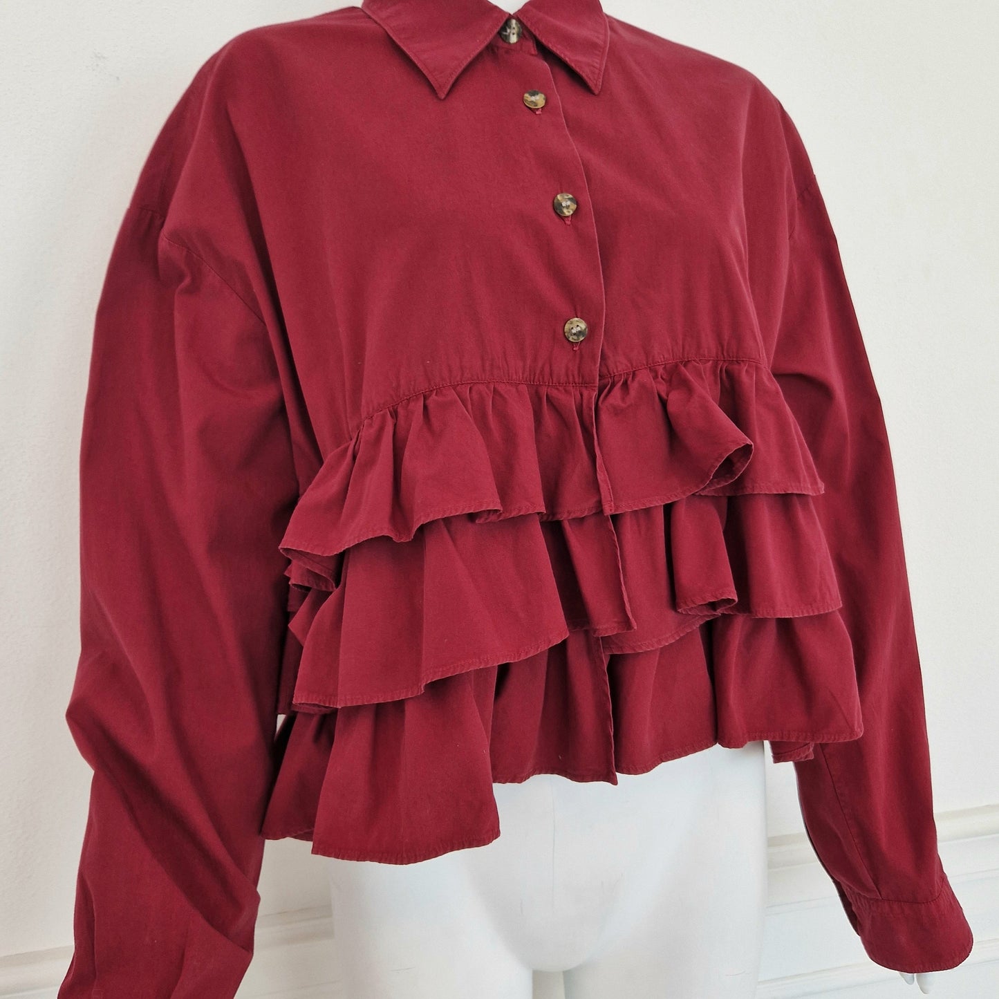 Romeo Gigli | Camicia bordeaux con balze