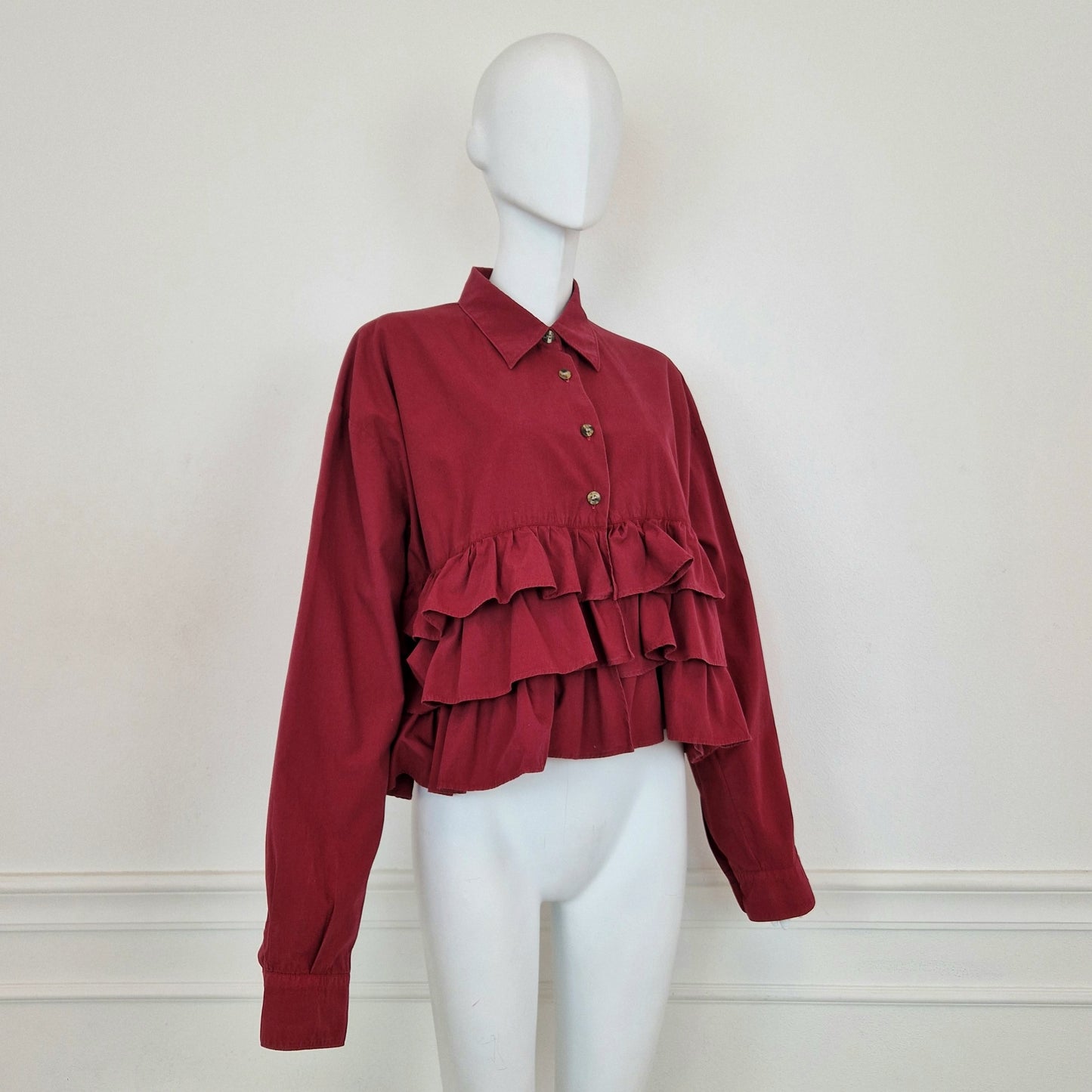 Romeo Gigli | Camicia bordeaux con balze