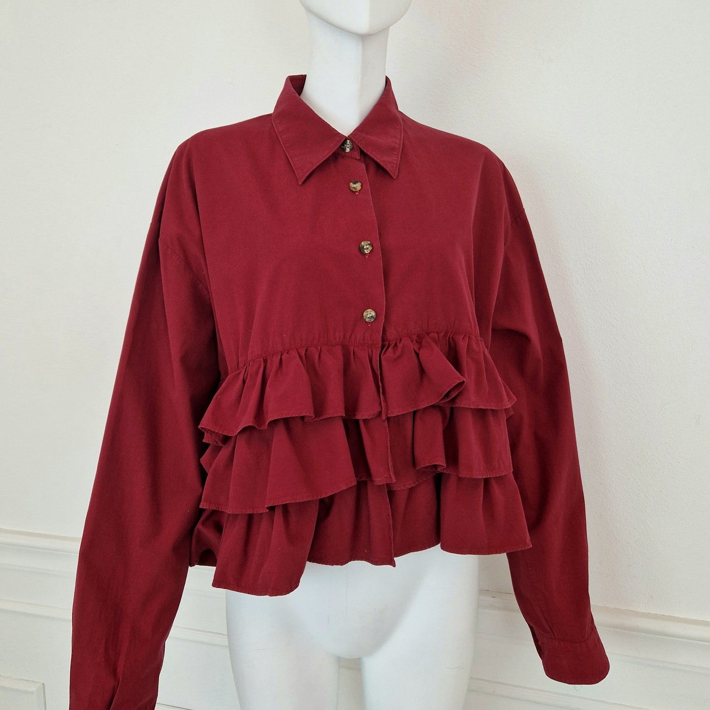 Romeo Gigli | Camicia bordeaux con balze