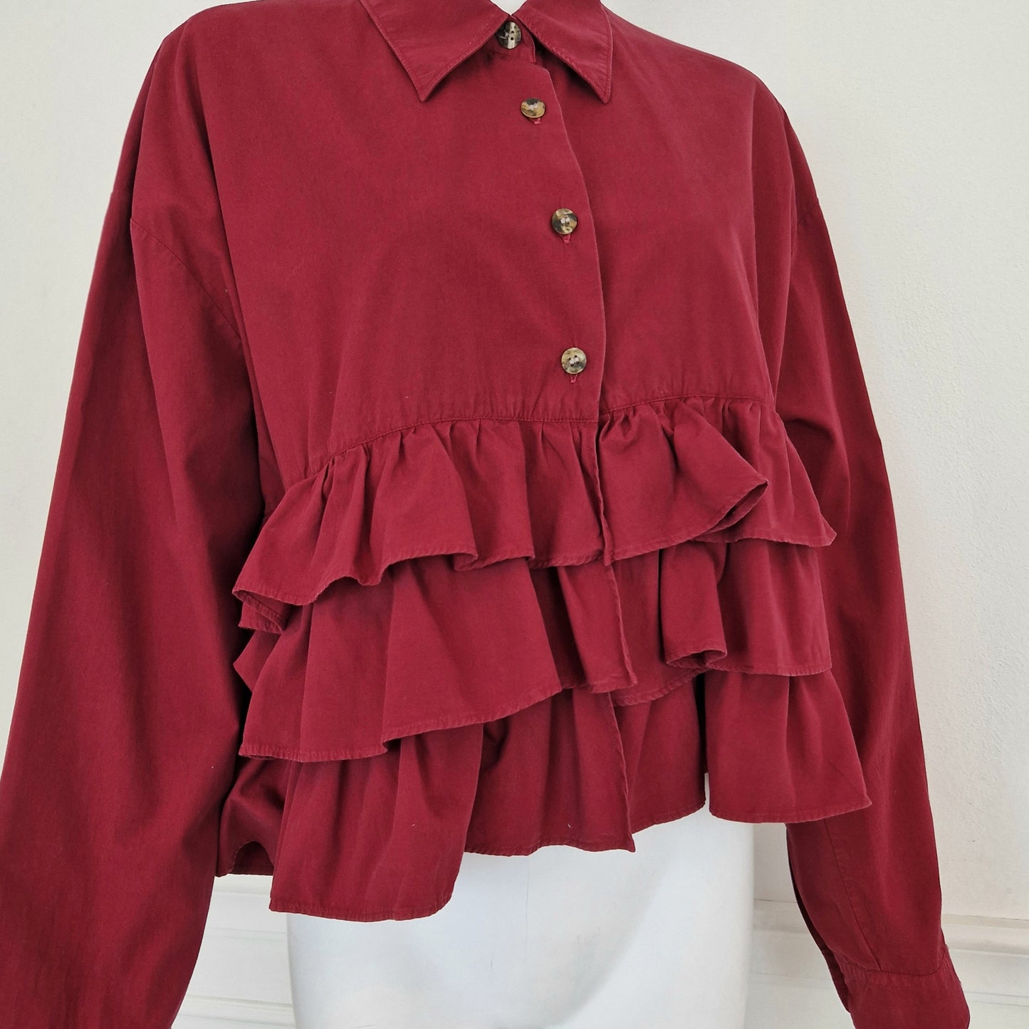 Romeo Gigli | Camicia bordeaux con balze