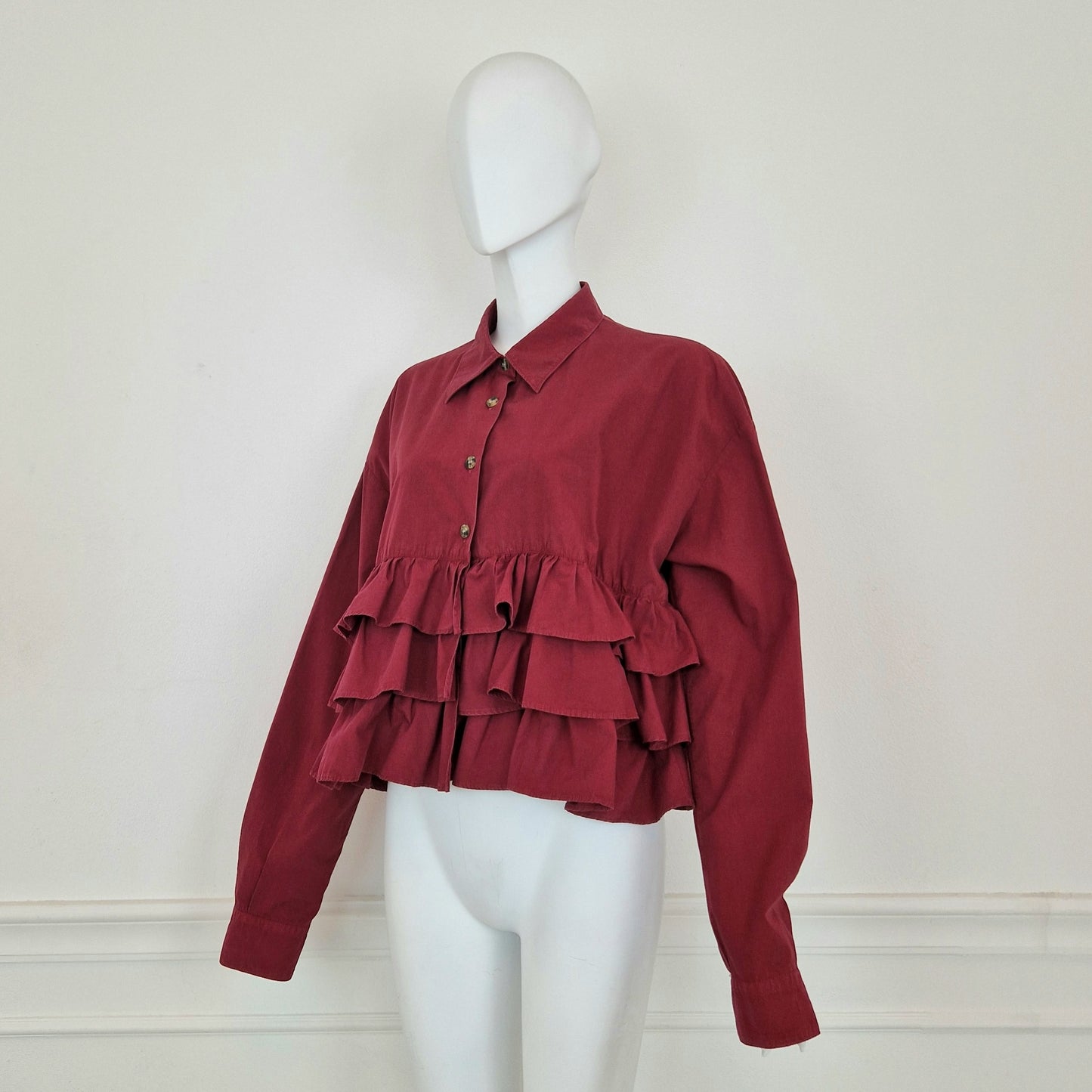 Romeo Gigli | Camicia bordeaux con balze