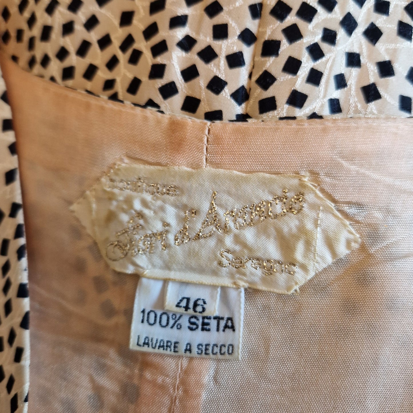 Abito vintage sartoriale in pura seta con cintura