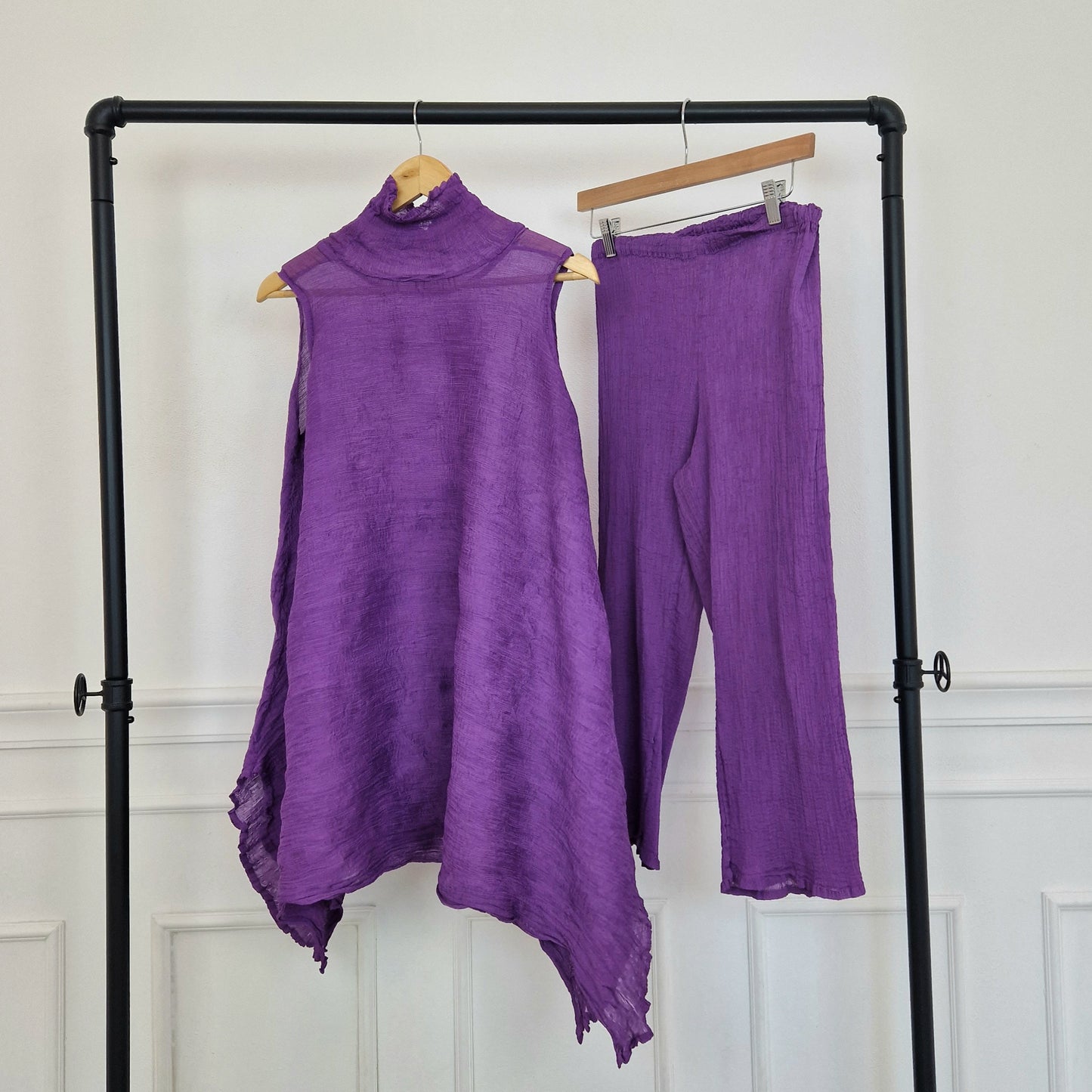 Issey Miyake Cauliflower | Completo viola top e pantaloni