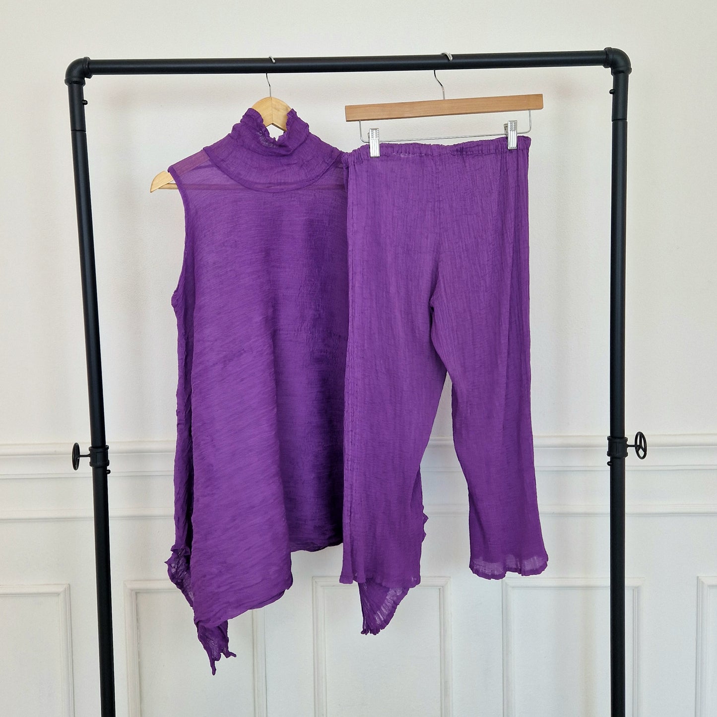 Issey Miyake Cauliflower | Completo viola top e pantaloni