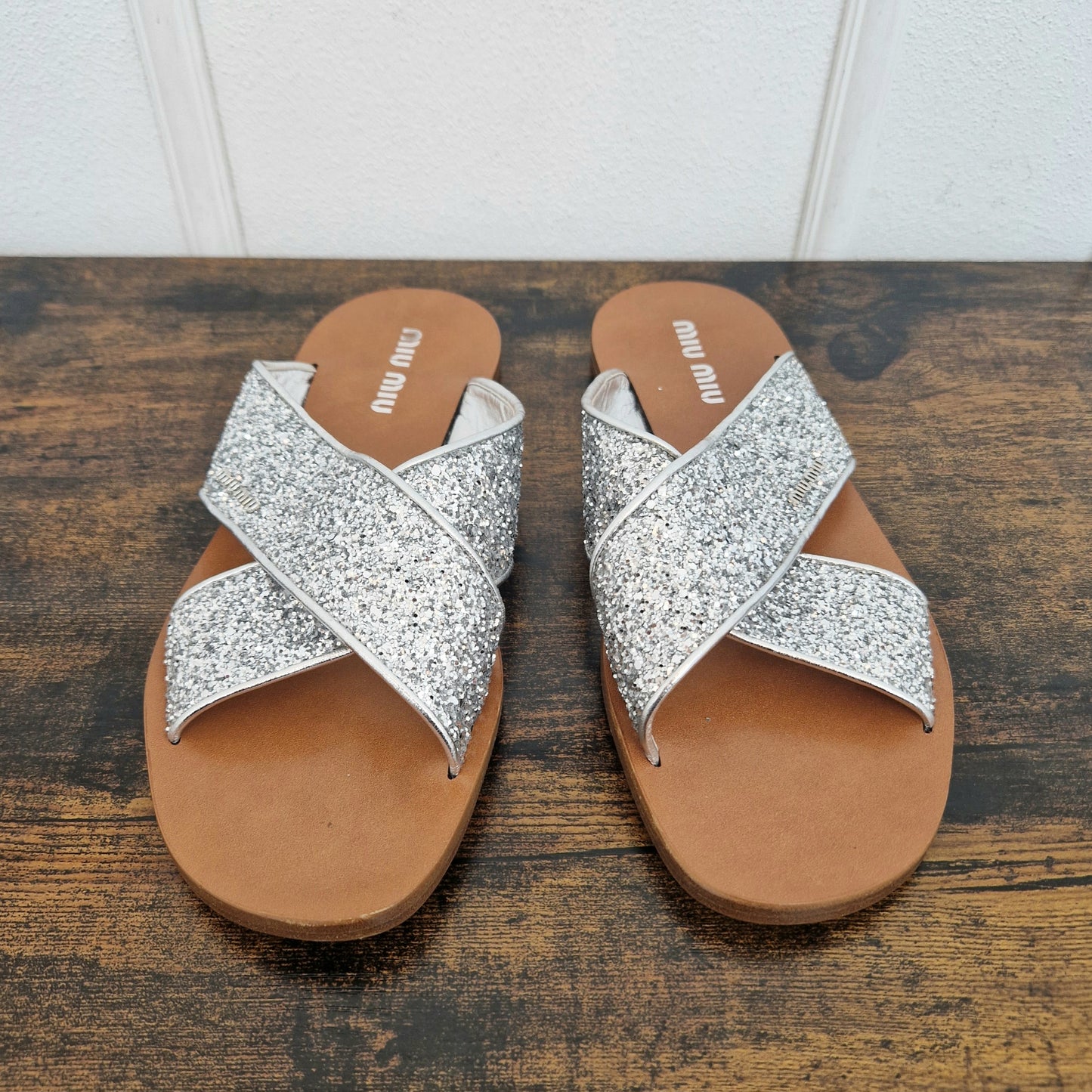 Miu Miu | Ciabatte glitter con incrocio