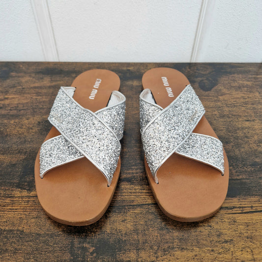 Miu Miu | Ciabatte glitter con incrocio