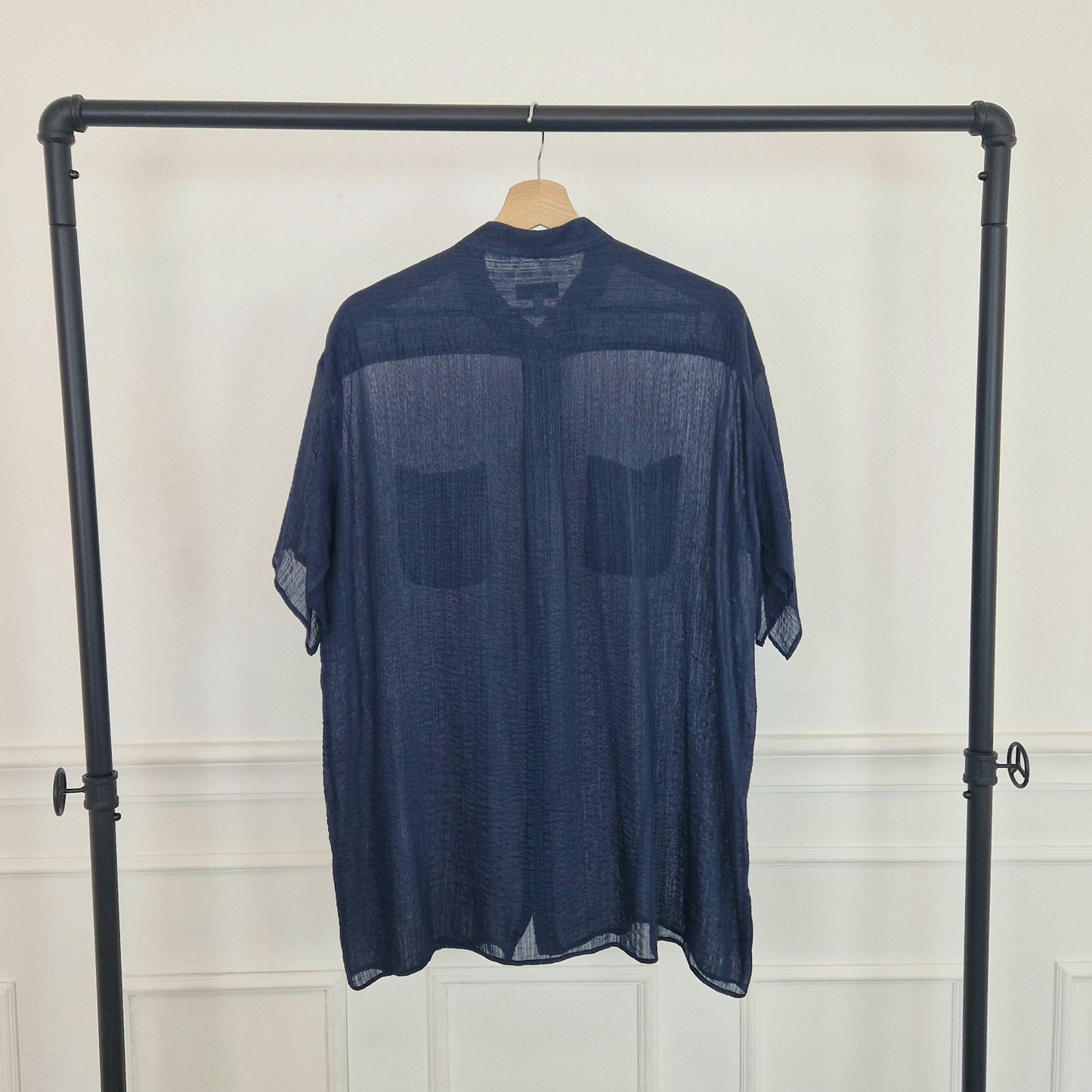 Romeo Gigli | Camicia blu tessuto velato con maxi bottoni