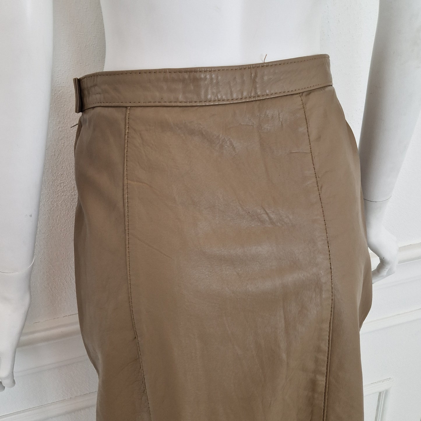 Gonna vintage in pelle tortora