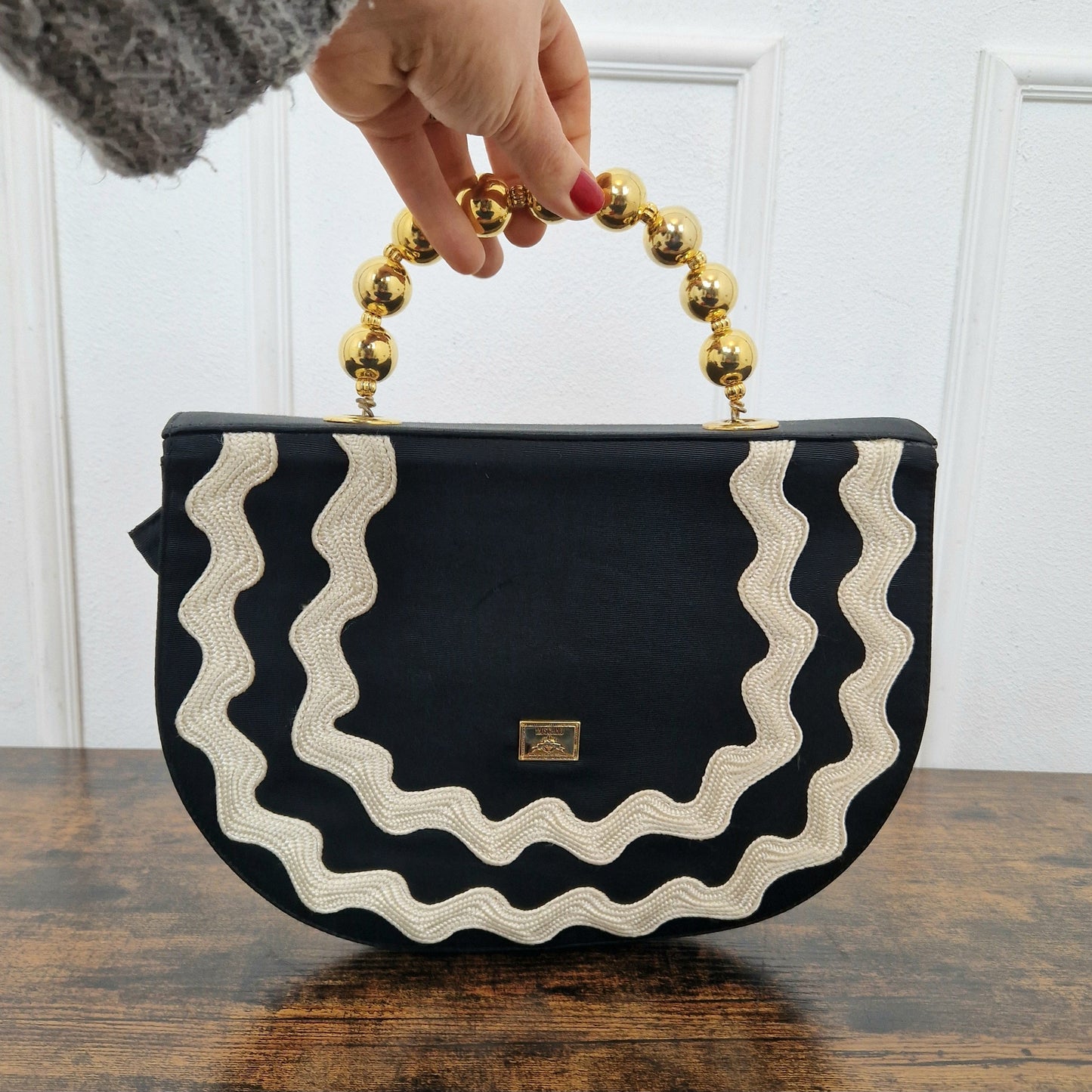 Moschino | Borsa vintage applicazioni zig zag