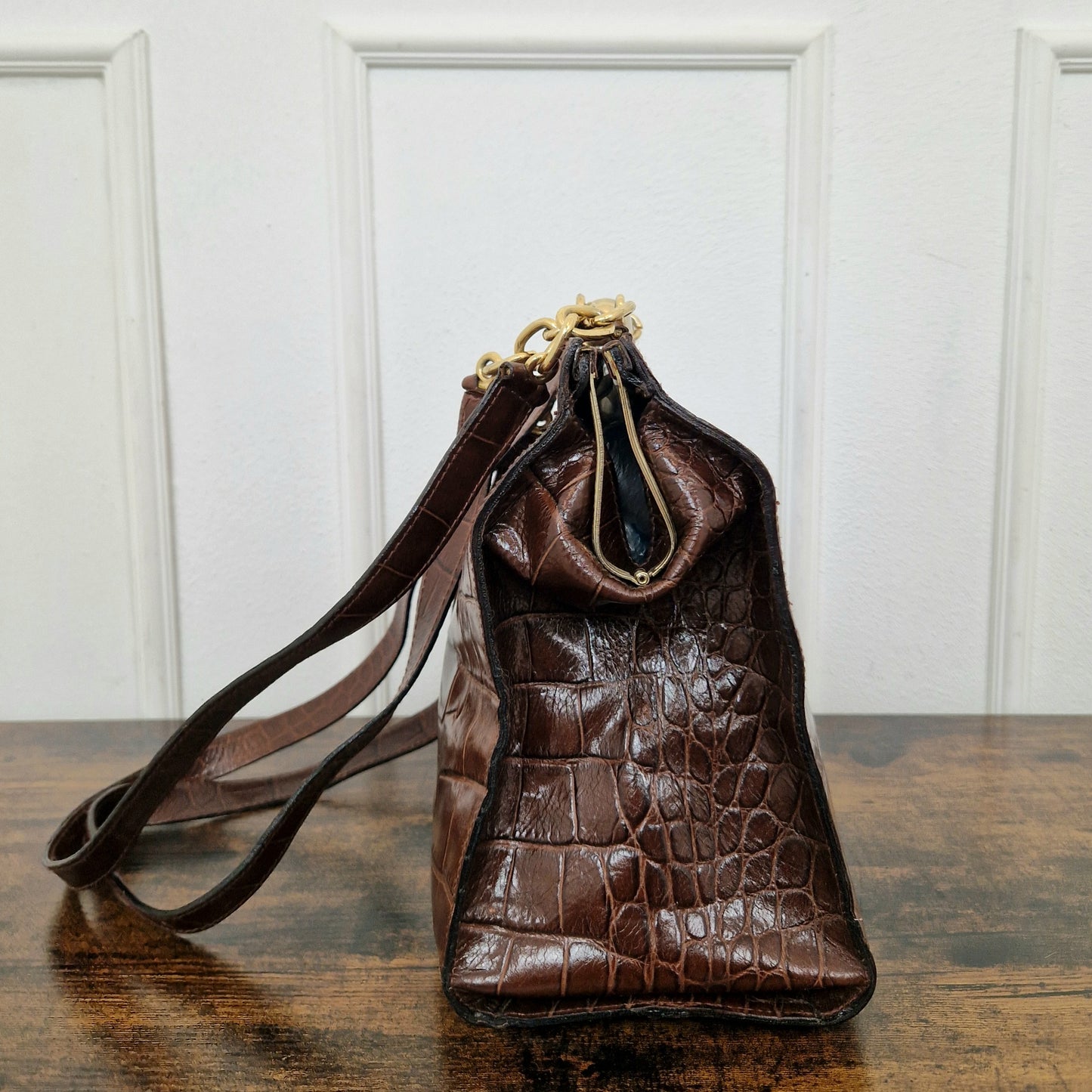 Borsa vintage pelle stampa cocco