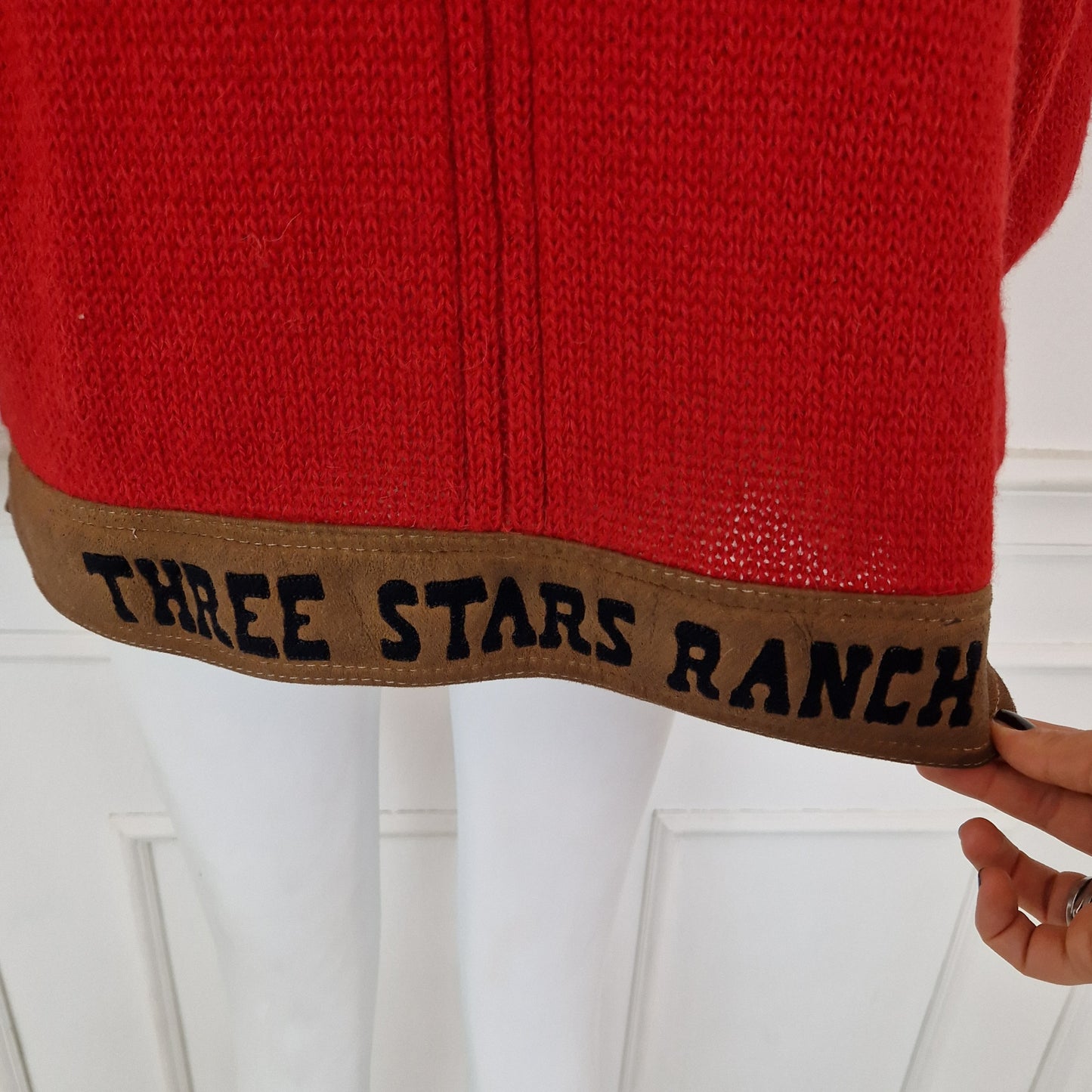 J.C. de Castelbajac pour Iceberg | Maglione in lana e pelle "Three stars ranch"