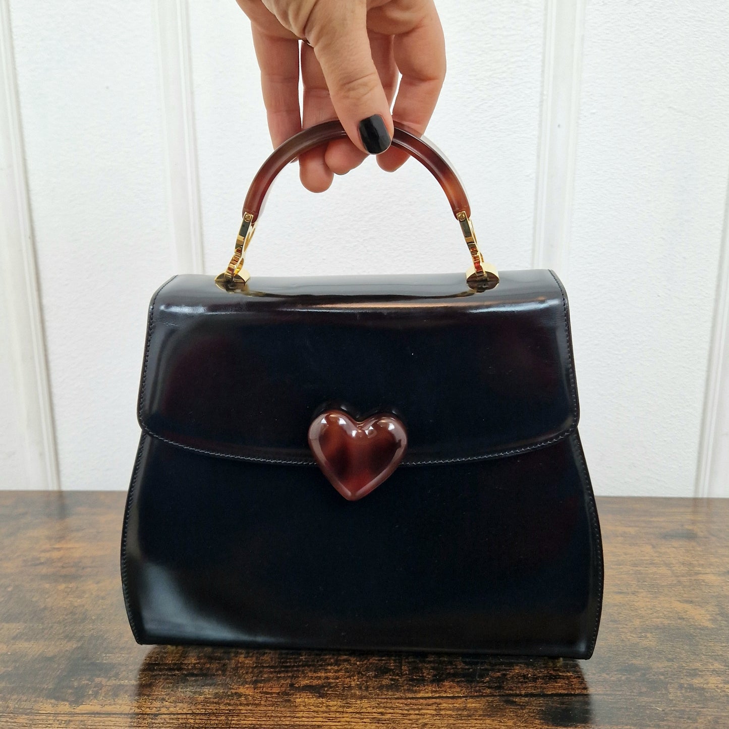 Moschino | Borsa vintage nera  chiusura cuore