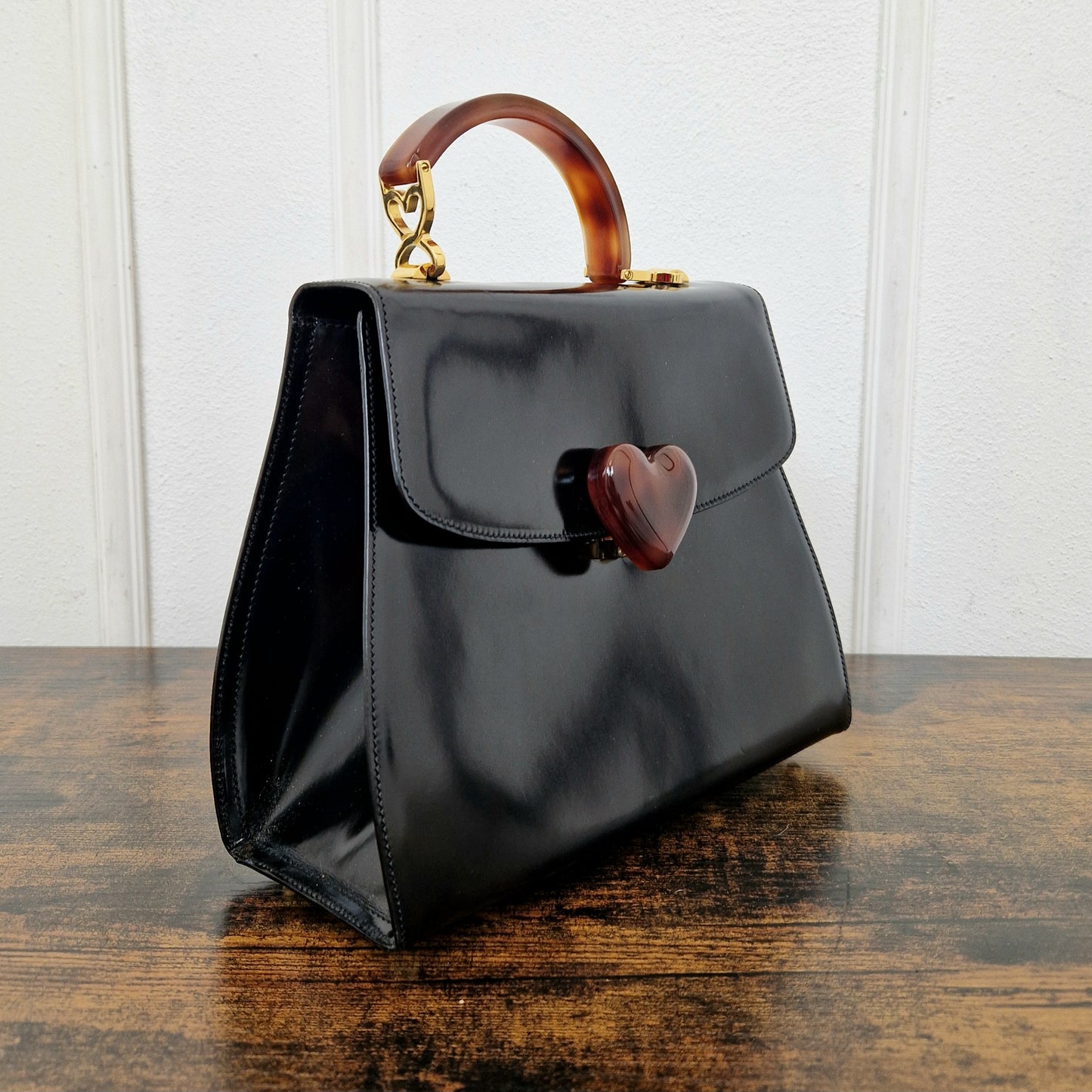 Moschino | Borsa vintage nera  chiusura cuore