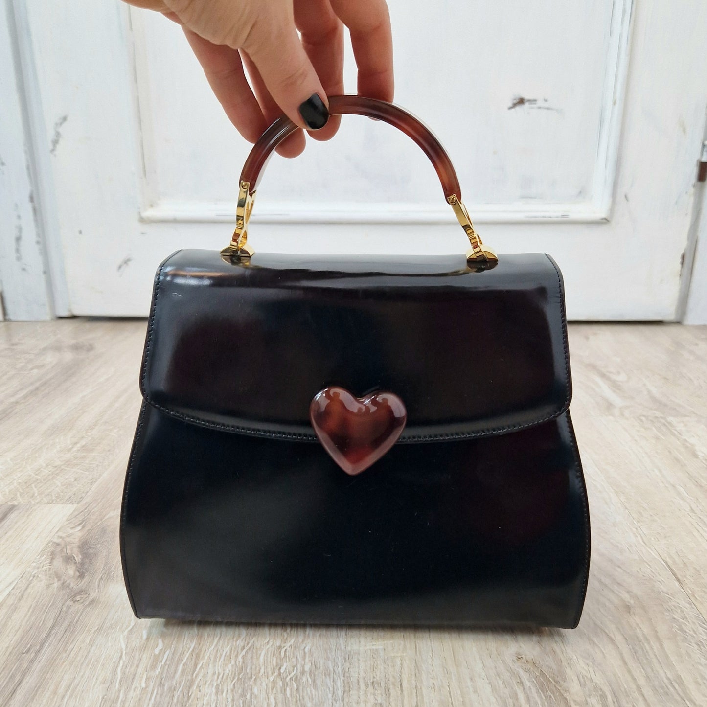 Moschino | Borsa vintage nera  chiusura cuore