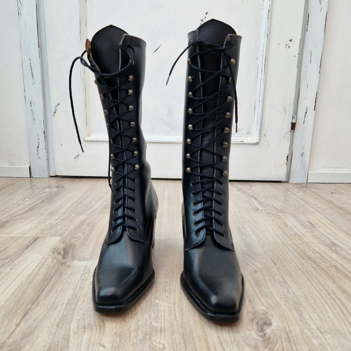 Sonora Boots | Stivali stringati in pelle nera