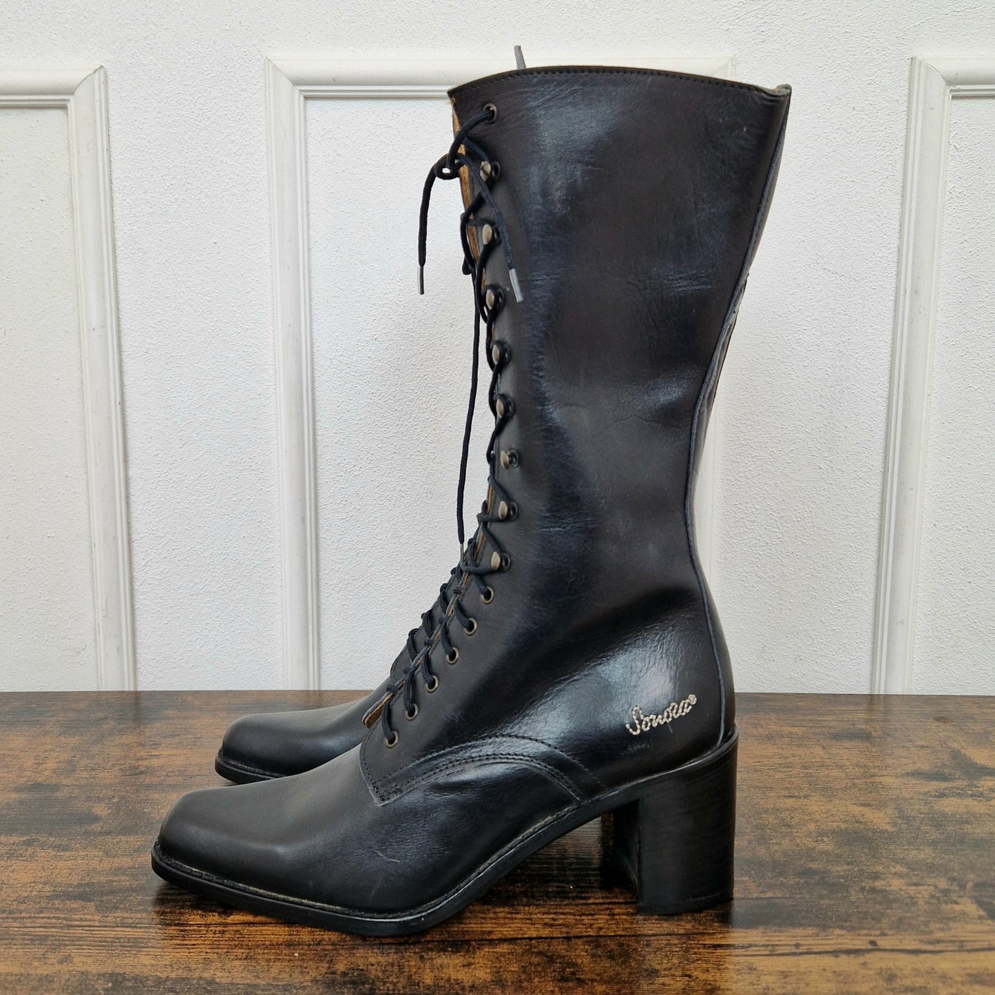 Sonora Boots | Stivali stringati in pelle nera