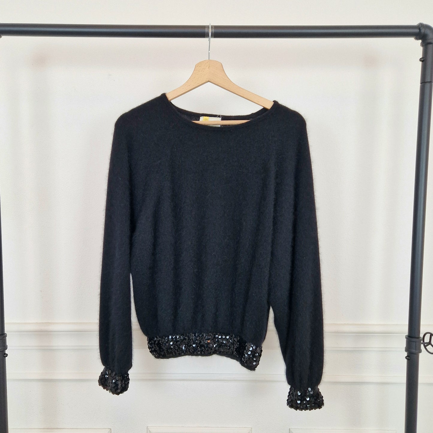 Maglione vintage nero paillettes