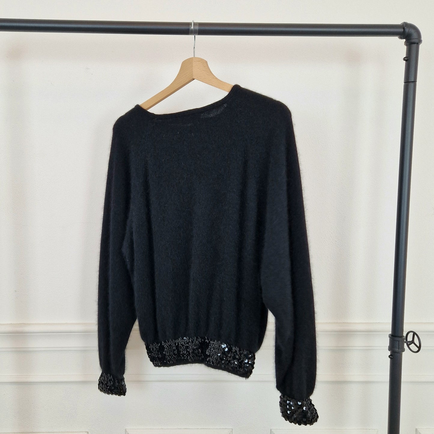 Maglione vintage nero paillettes