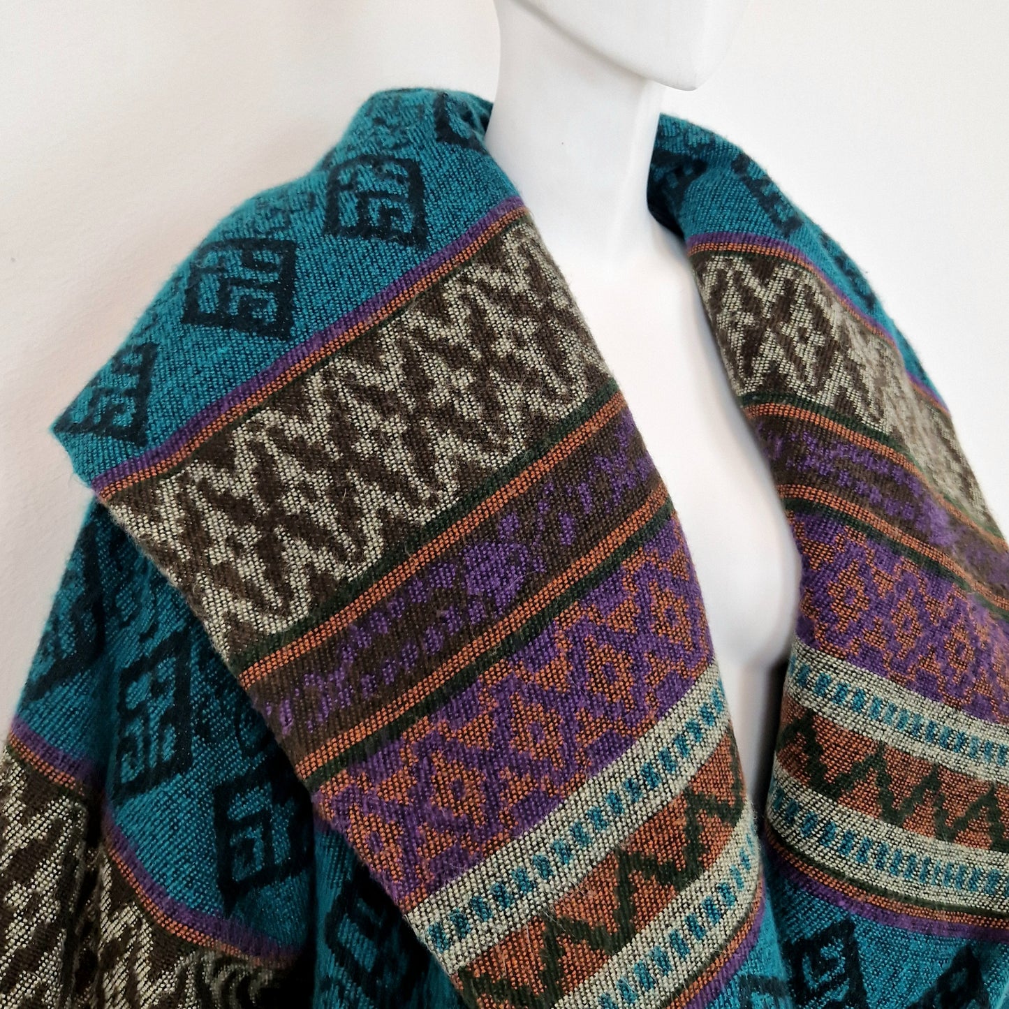 Stella Jean | Giaccone aztec print viola-petrolio