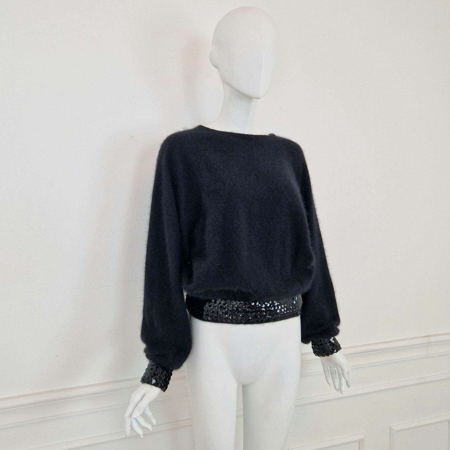 Maglione vintage nero paillettes