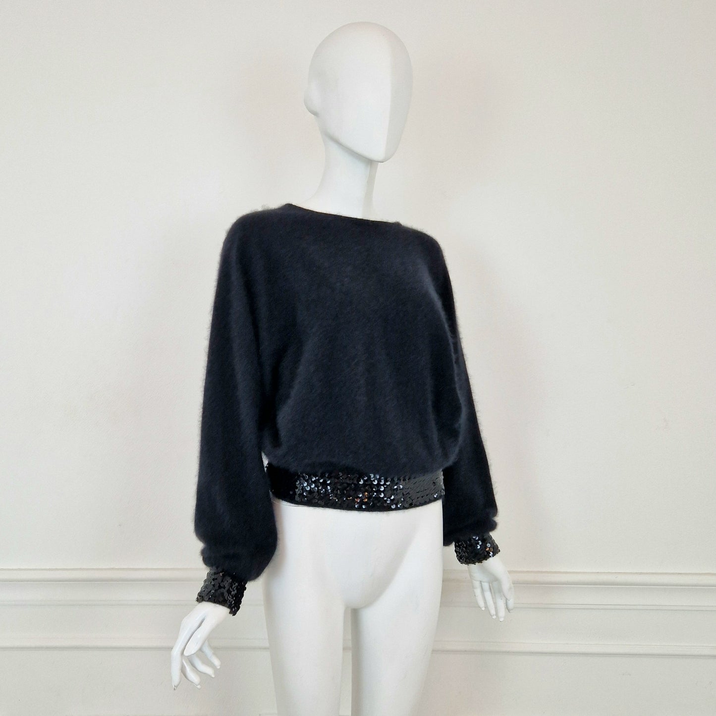 Maglione vintage nero paillettes