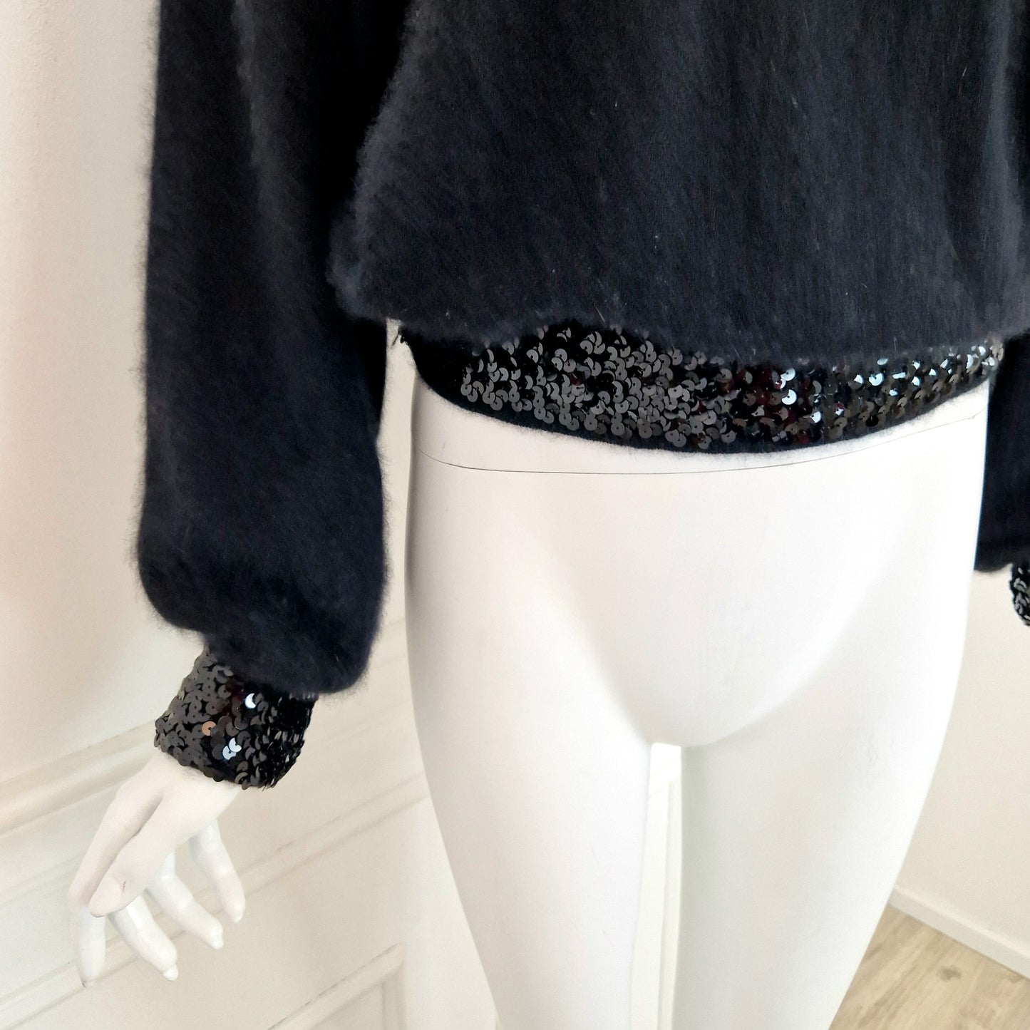 Maglione vintage nero paillettes