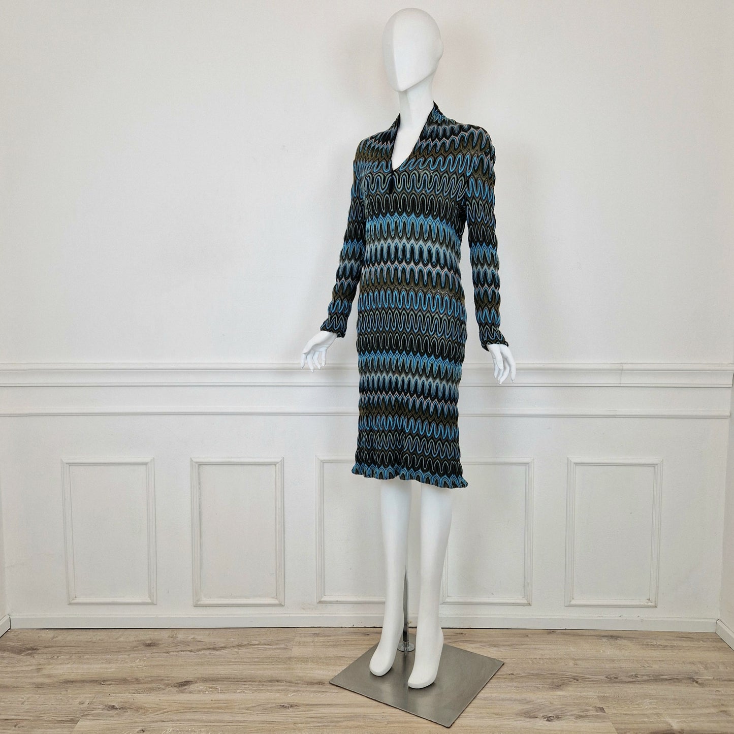 Missoni | Abito zig zag petrolio-marrone