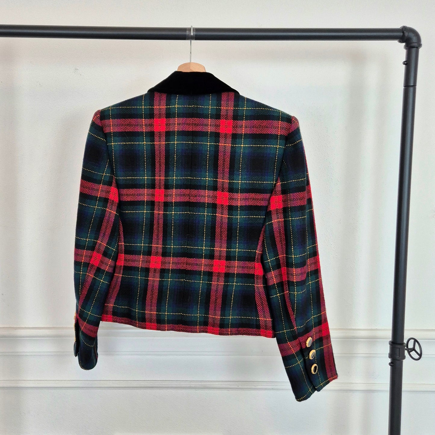 Yves Saint Laurent | Giacca tartan lana e velluto